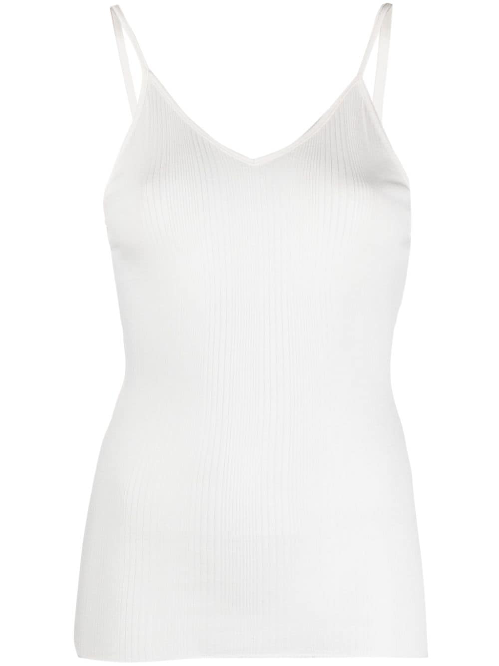 Khaite V-neck spaghetti straps straight hem Mona cotton top