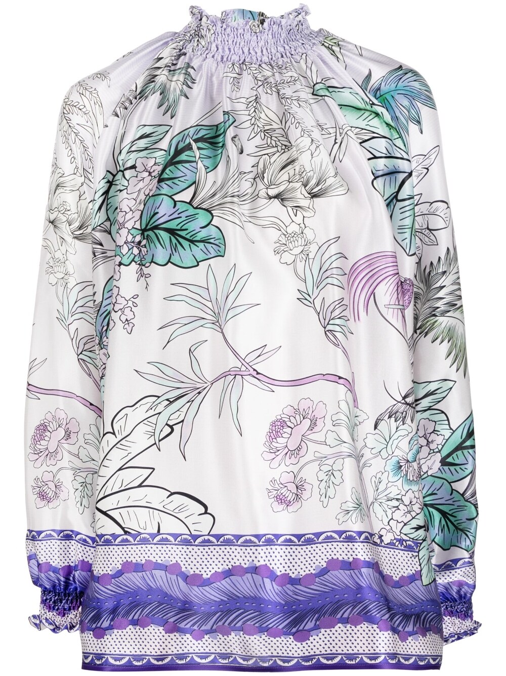 F.R.S . High neck printed silk blouse