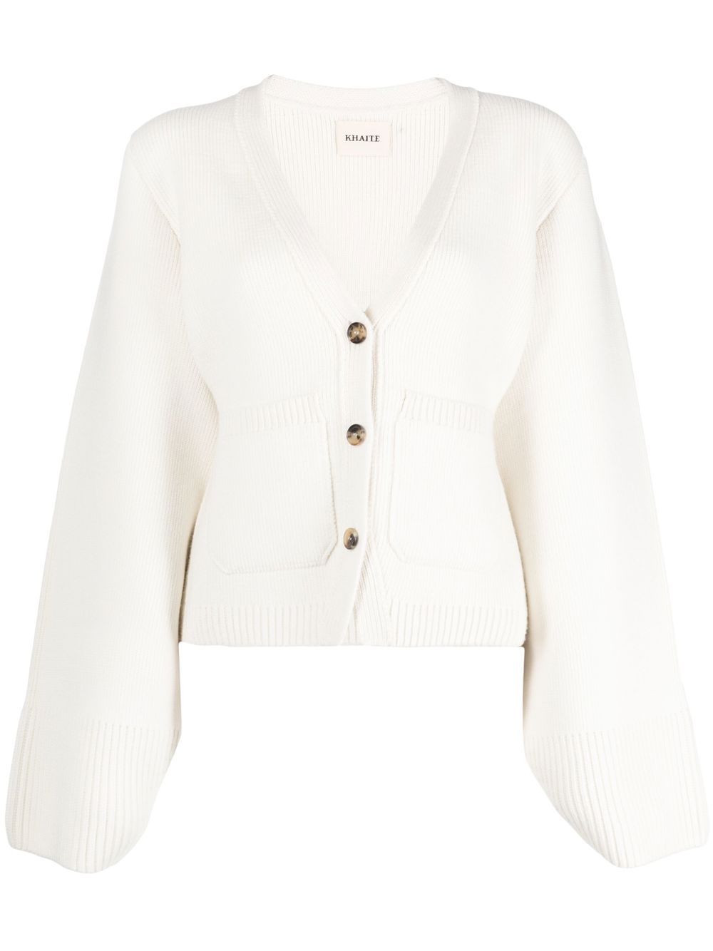 Khaite V-neck long sleeves ribbed trim Scarlet cashmere cardigan