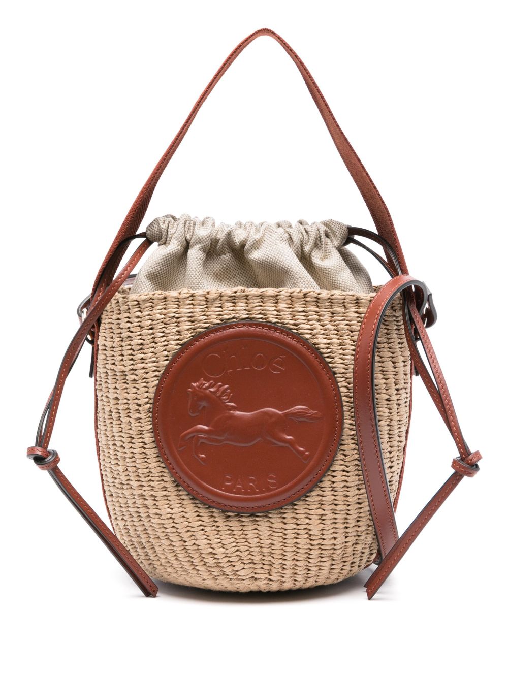 Chloe Raffia and Leather Bucket Bag
