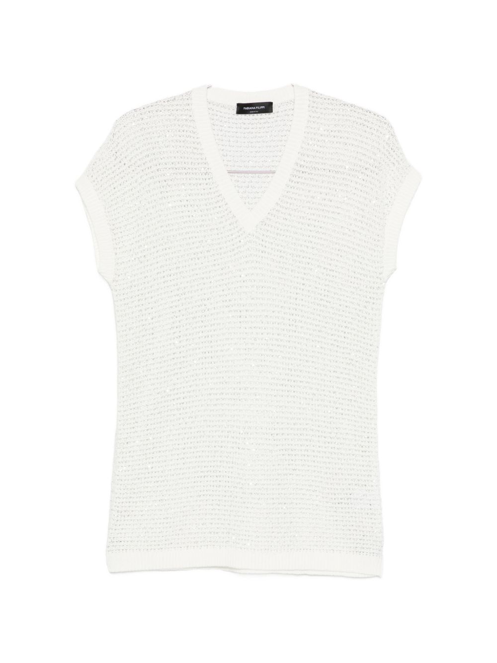 Fabiana Filippi V-neck short sleeves sequin embellishments Openwork top