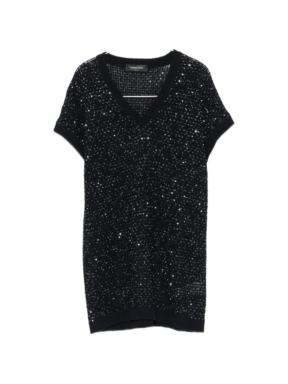 Fabiana Filippi V-neck short sleeves Embellished v-necked top