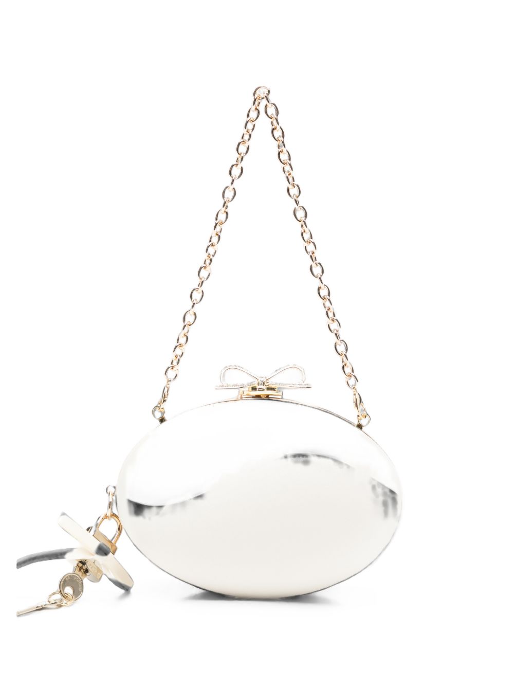Self-Portrait Bow Satin Oval Clutch