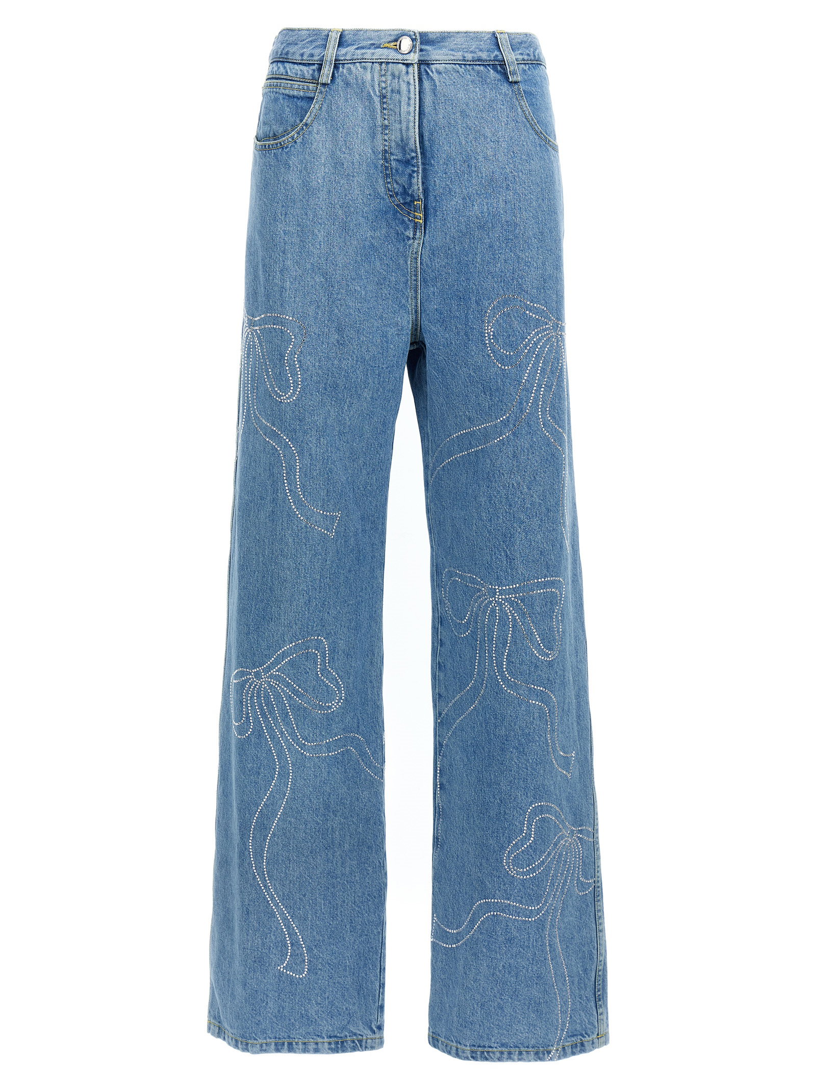 Mach & Mach Crystal Ribbon Hot Fix Jeans