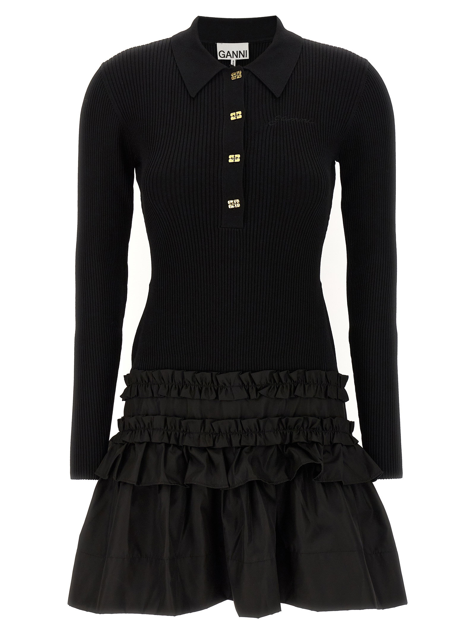 Ganni Melange Rib Knit Mini Dress