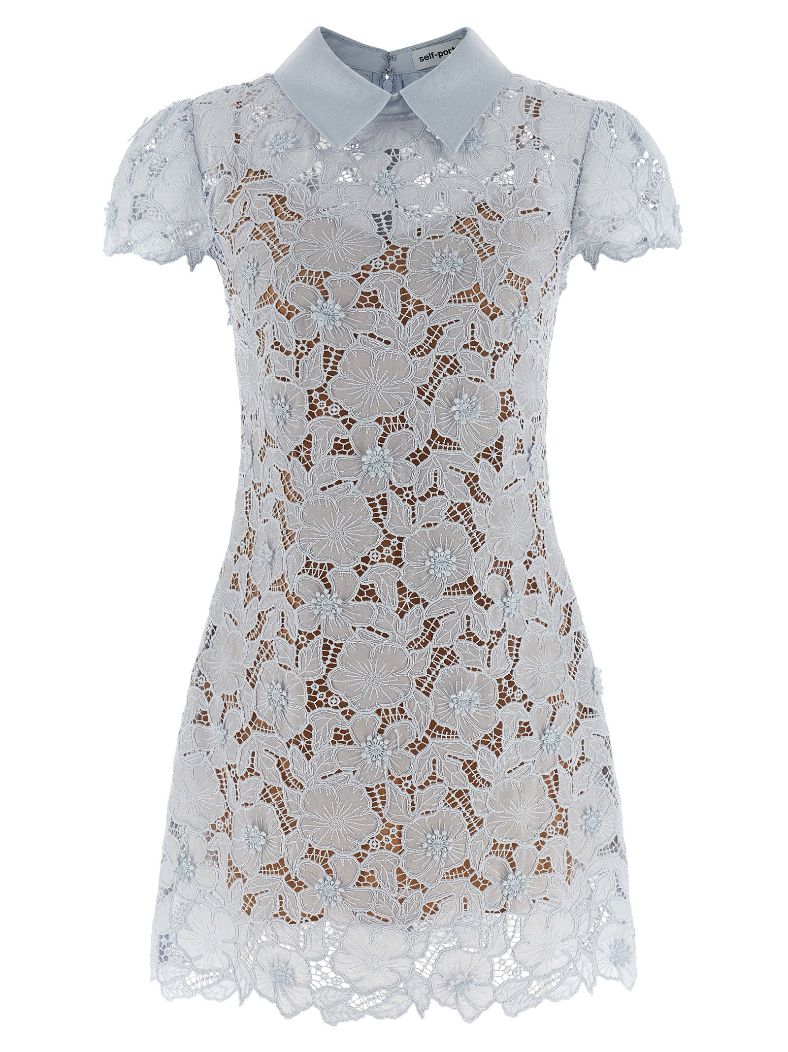 Self-Portrait Blue Guipure Lace Mini Dress