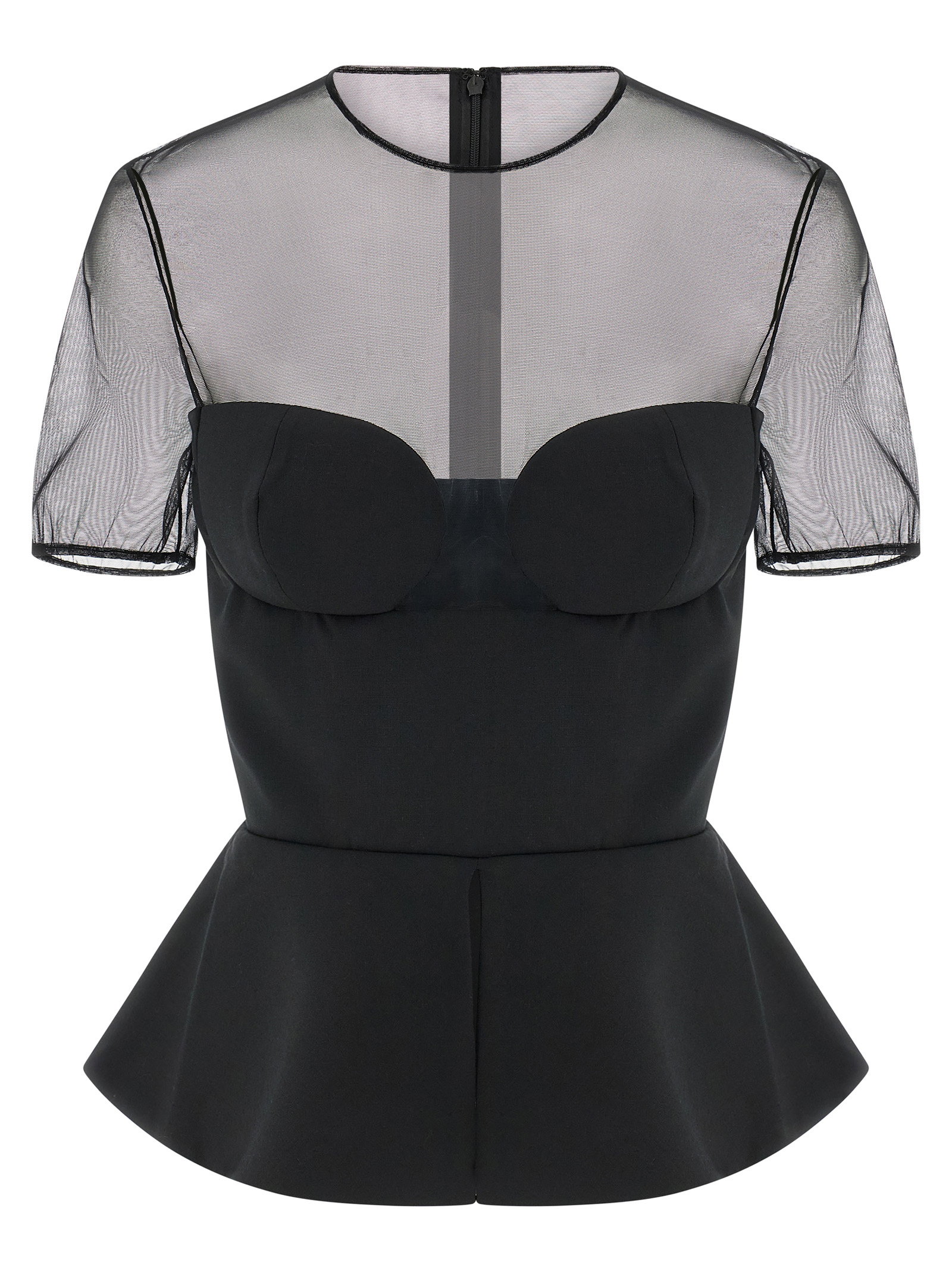 Nensi Dojaka Tailored Bustier With Sheer Neckline Top