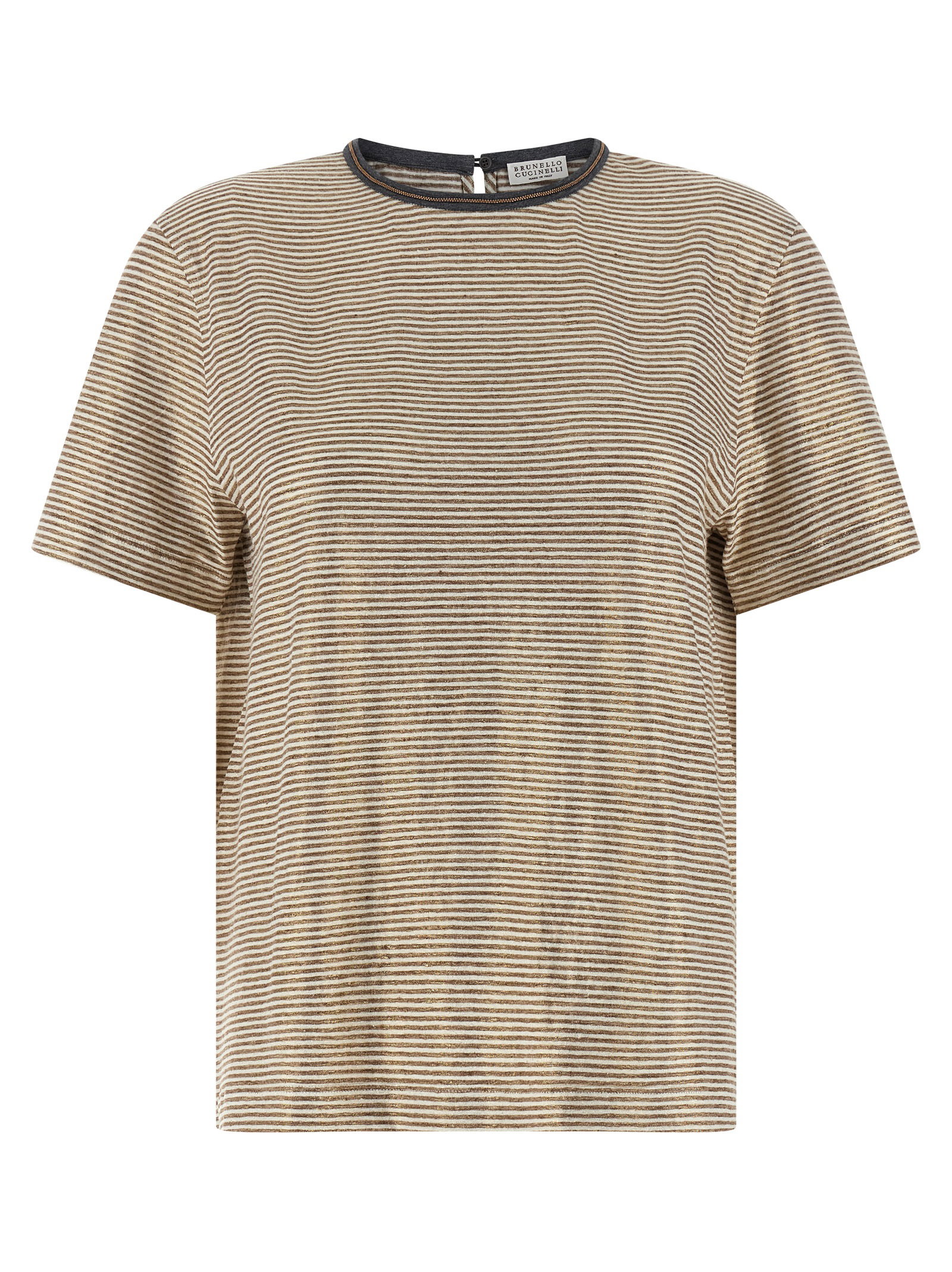 Brunello Cucinelli Shiny Collar Detail T-shirt