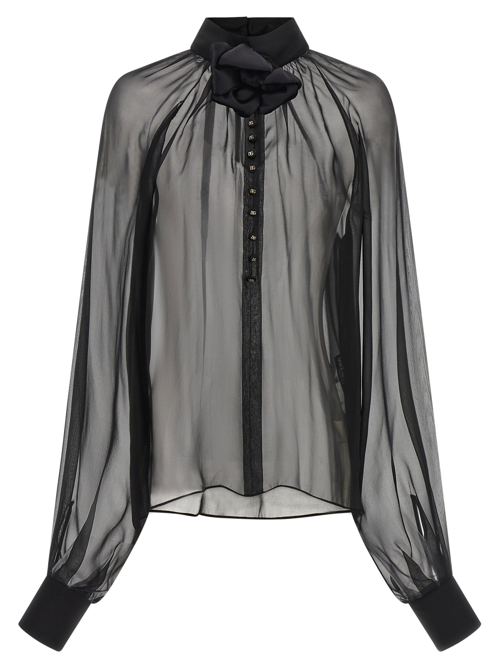 Dolce & Gabbana Chiffon Blouse With Flower