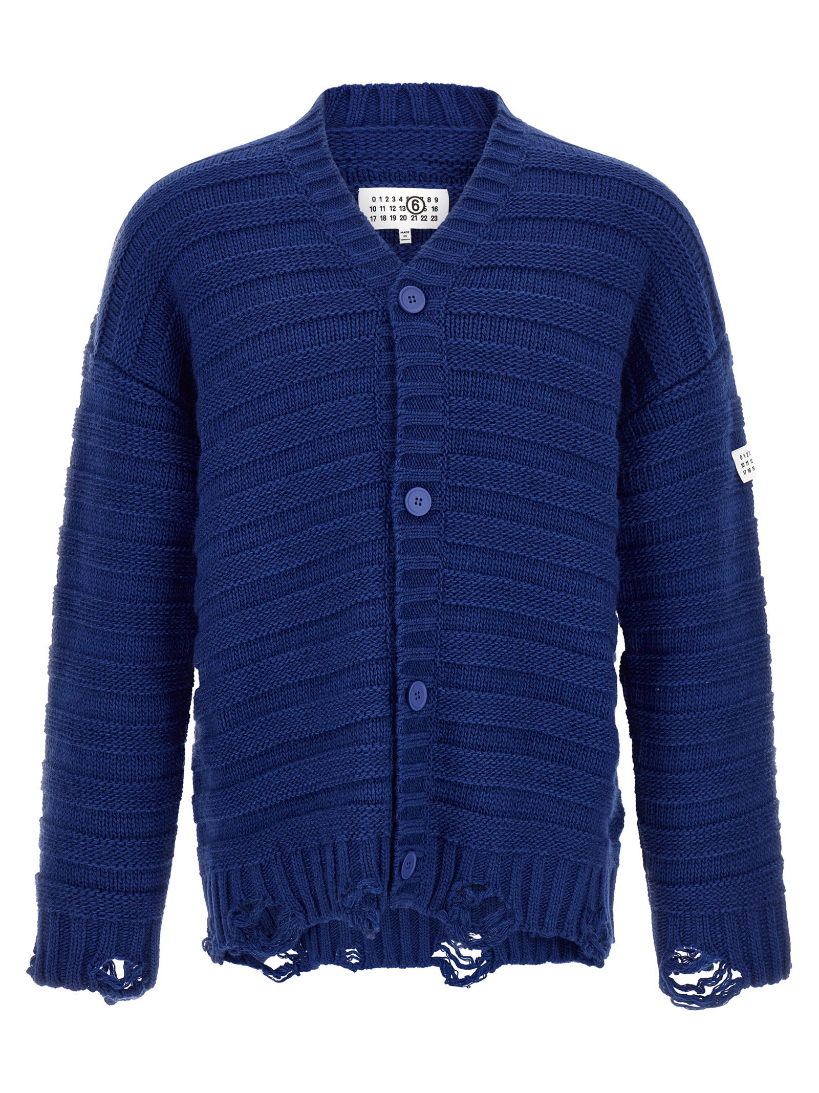 Mm6 Maison Margiela Distressed Wool Cardigan