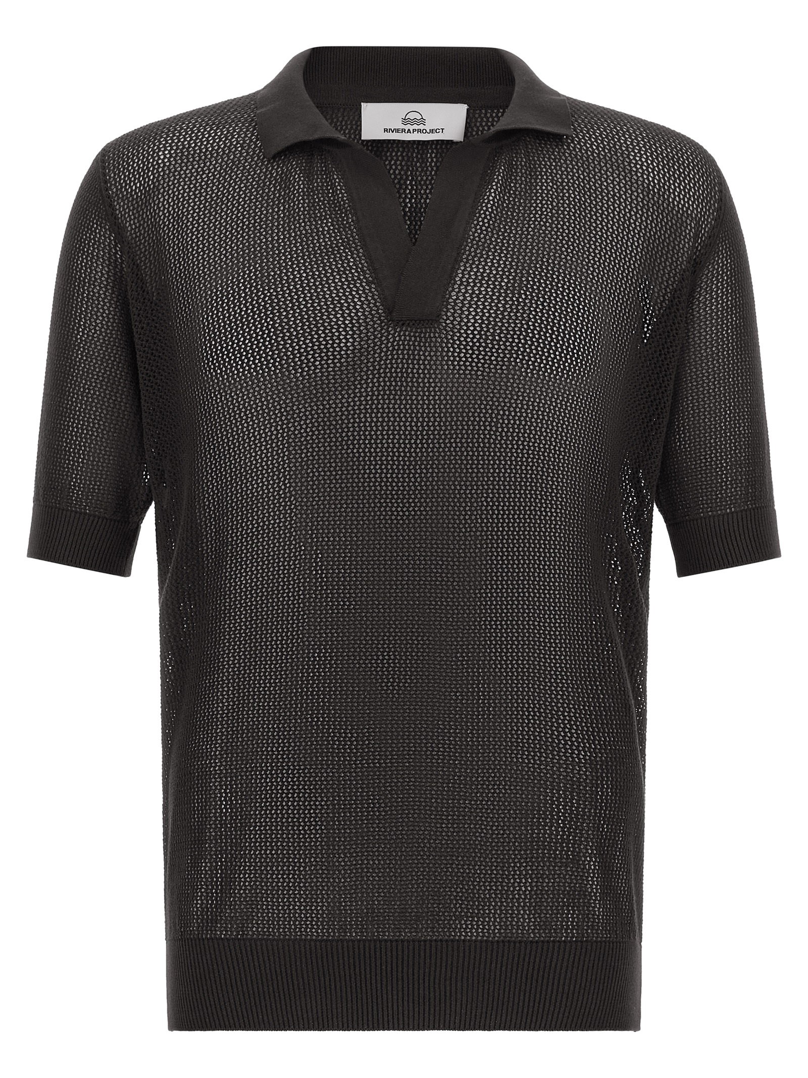 Riviera Project Openwork Cotton Polo Shirt