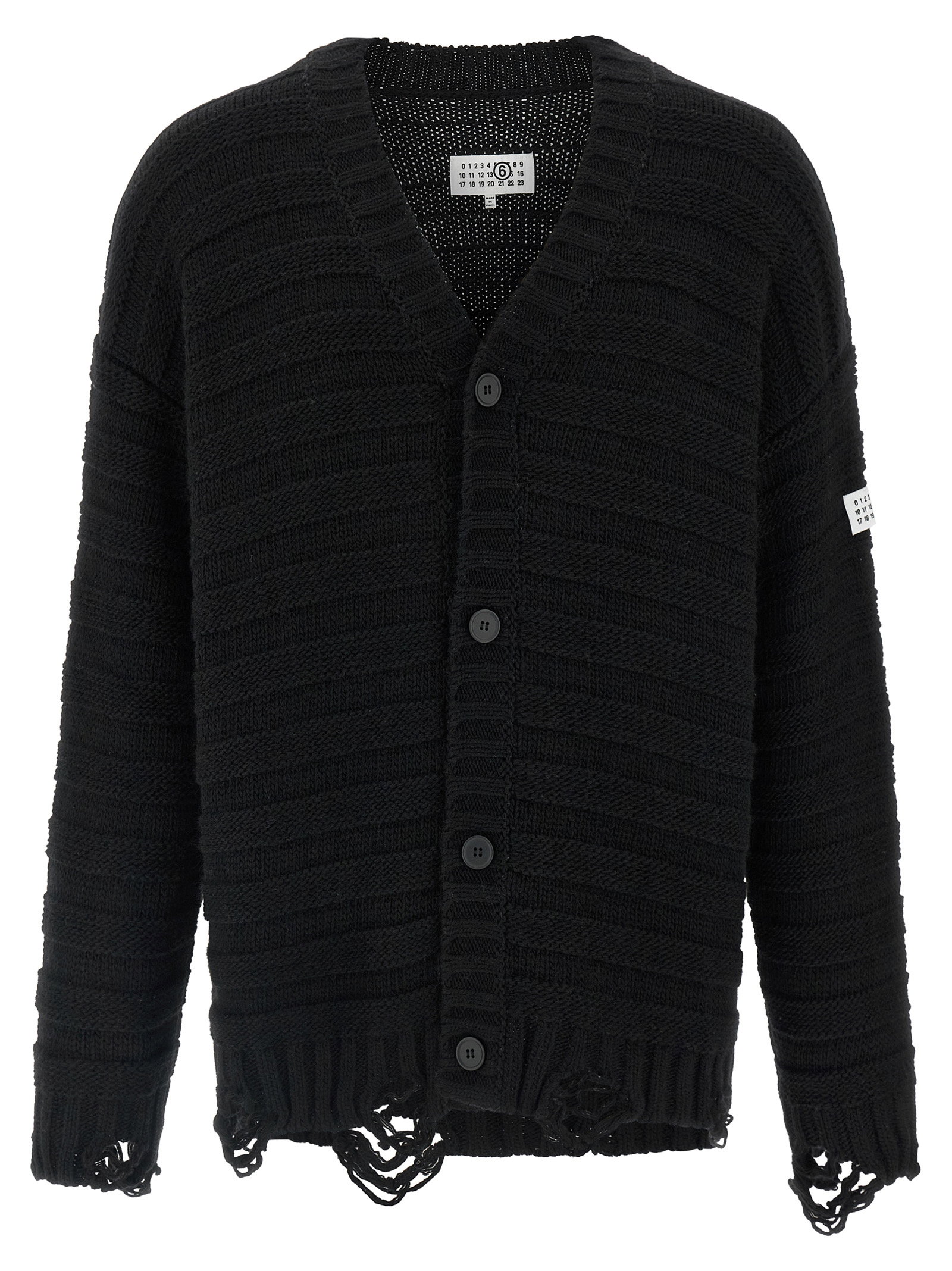 Mm6 Maison Margiela Distressed Wool Cardigan
