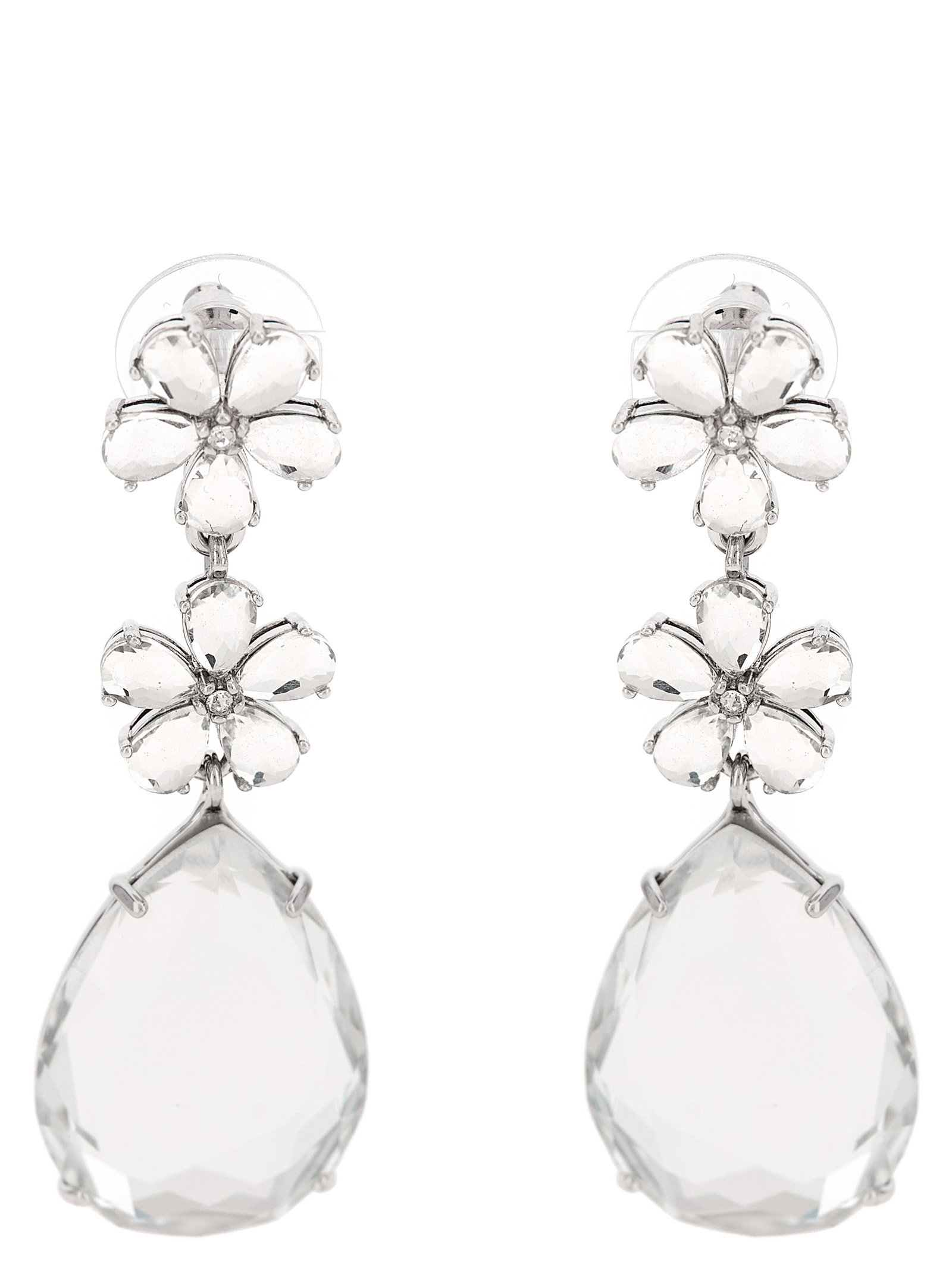 Self-Portrait Crystal Flower Tiered Earrings