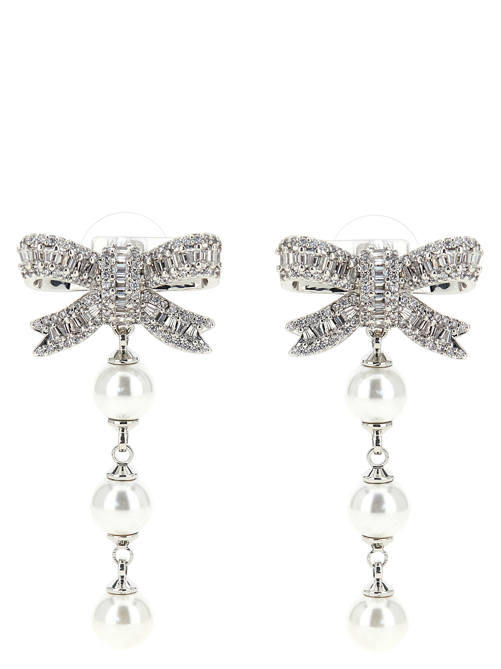 Self-Portrait Crystal Bow Pearl Droplet Earrings