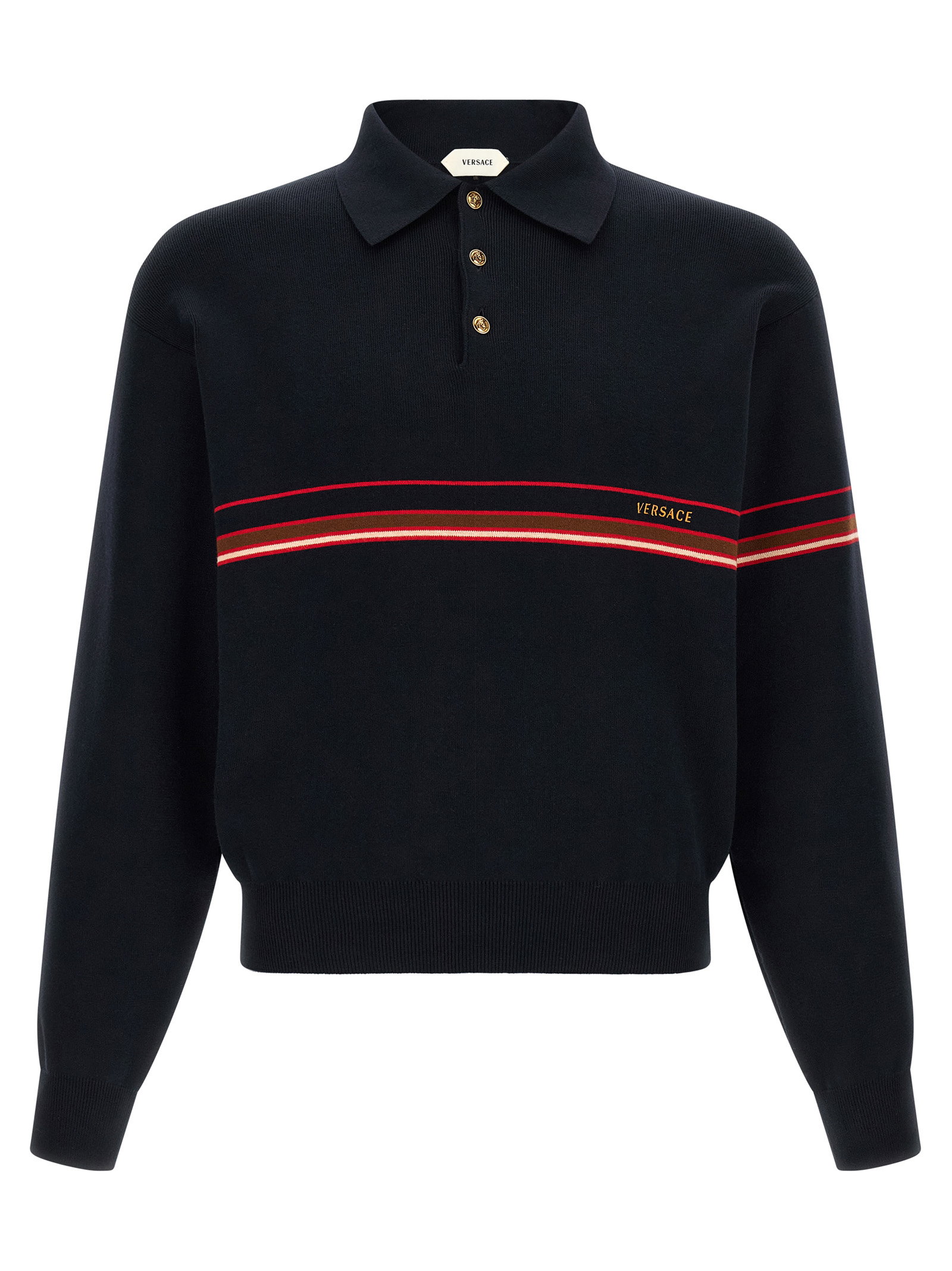 Versace Inlaid Striped Polo Shirt