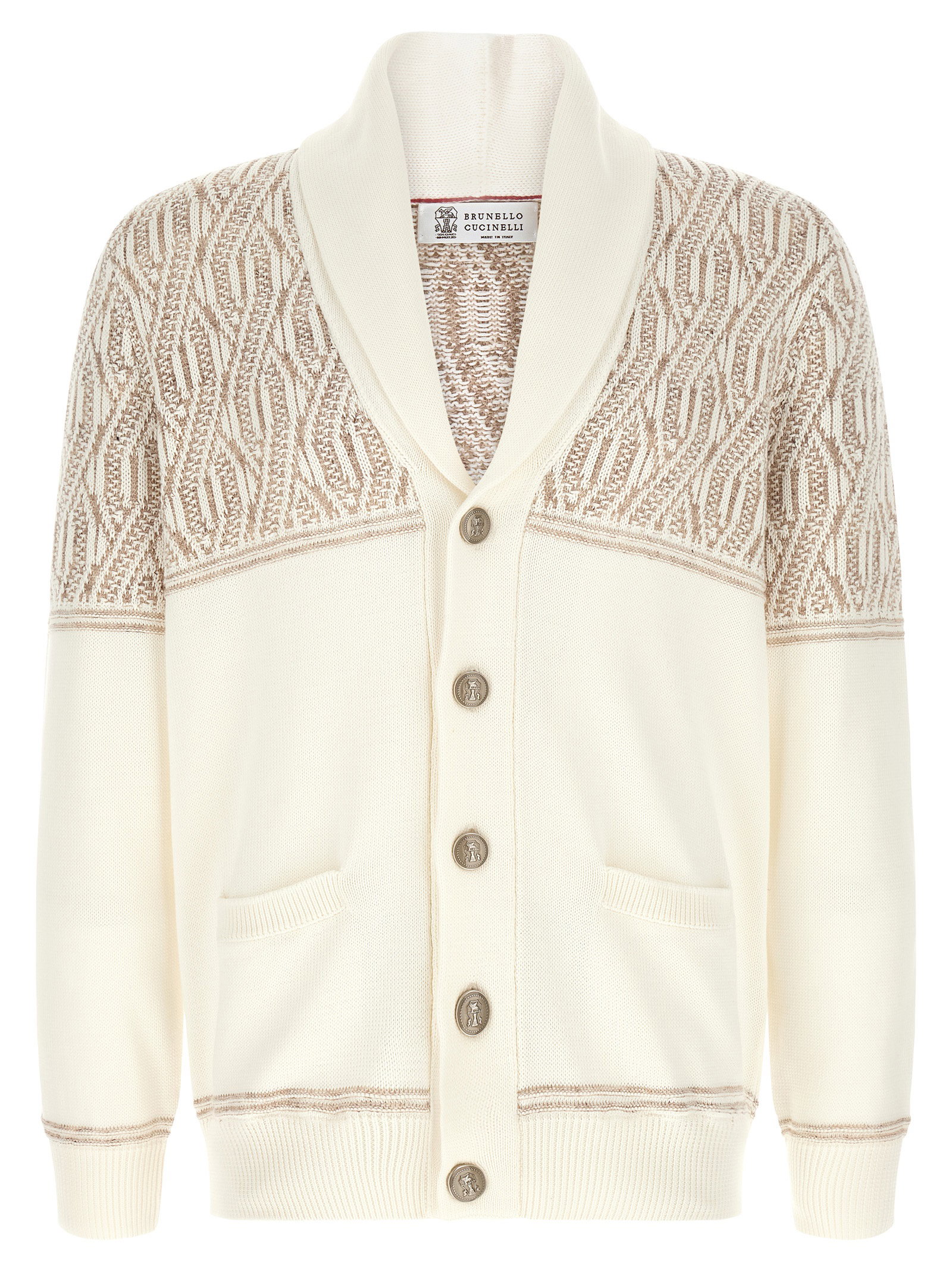 Brunello Cucinelli Braided Jacquard Shoulders Cardigan