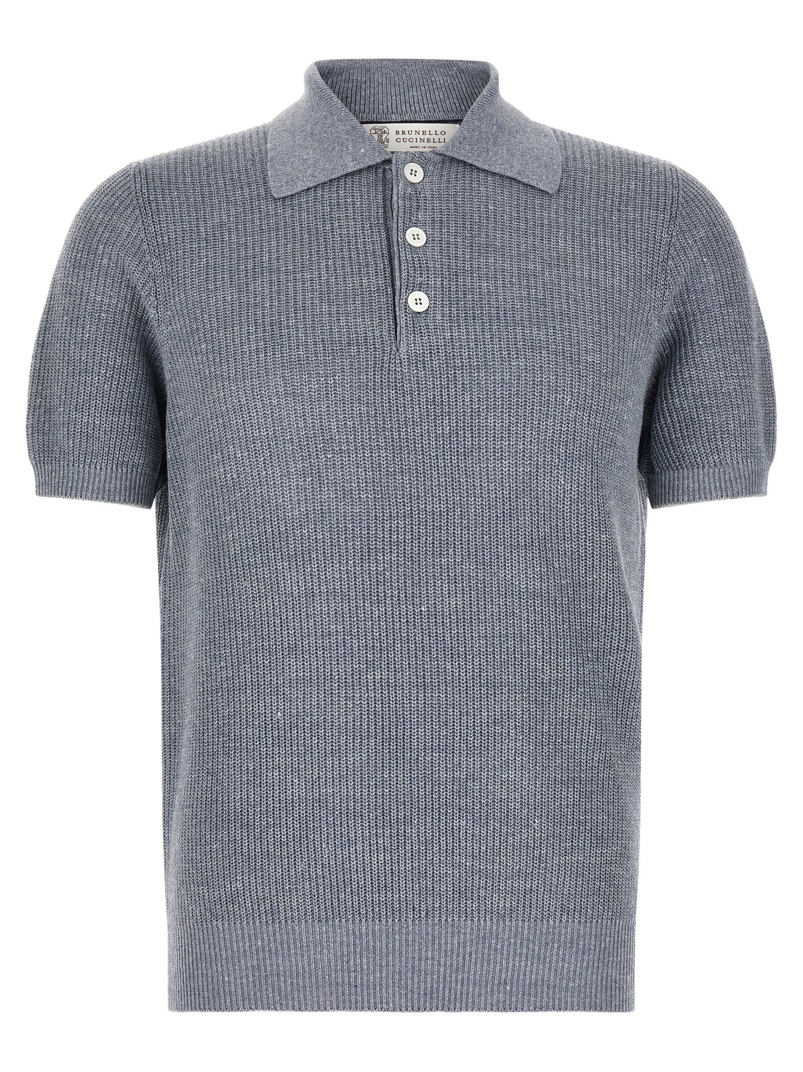 Brunello Cucinelli English Half-ribbed Polo Shirt