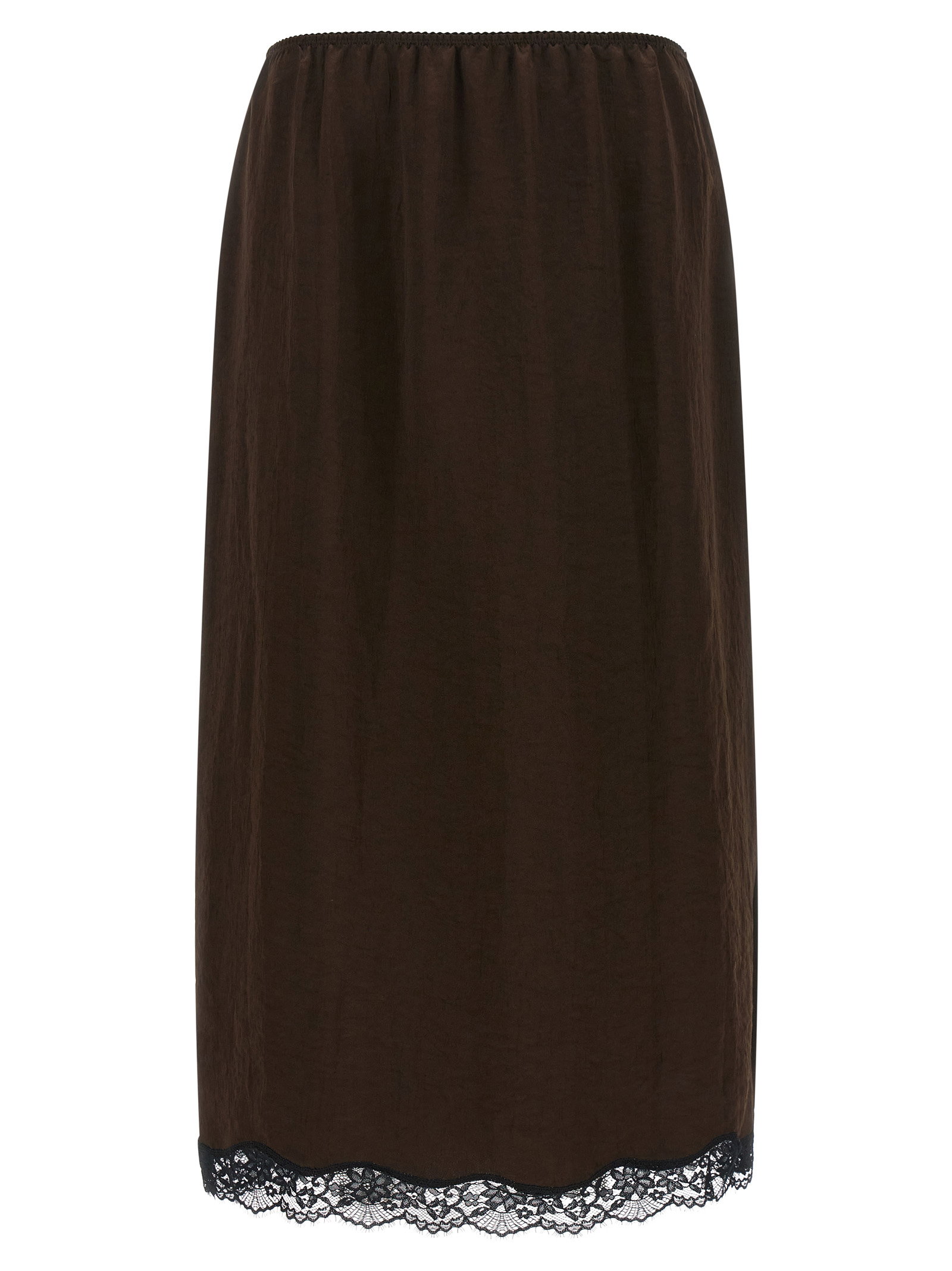 Twin Set Satin Froissé And Lace Skirt