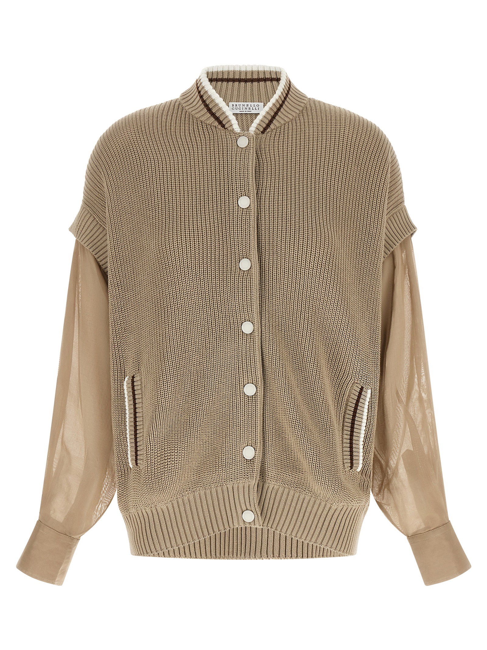 Brunello Cucinelli Organza Sleeve Cardigan