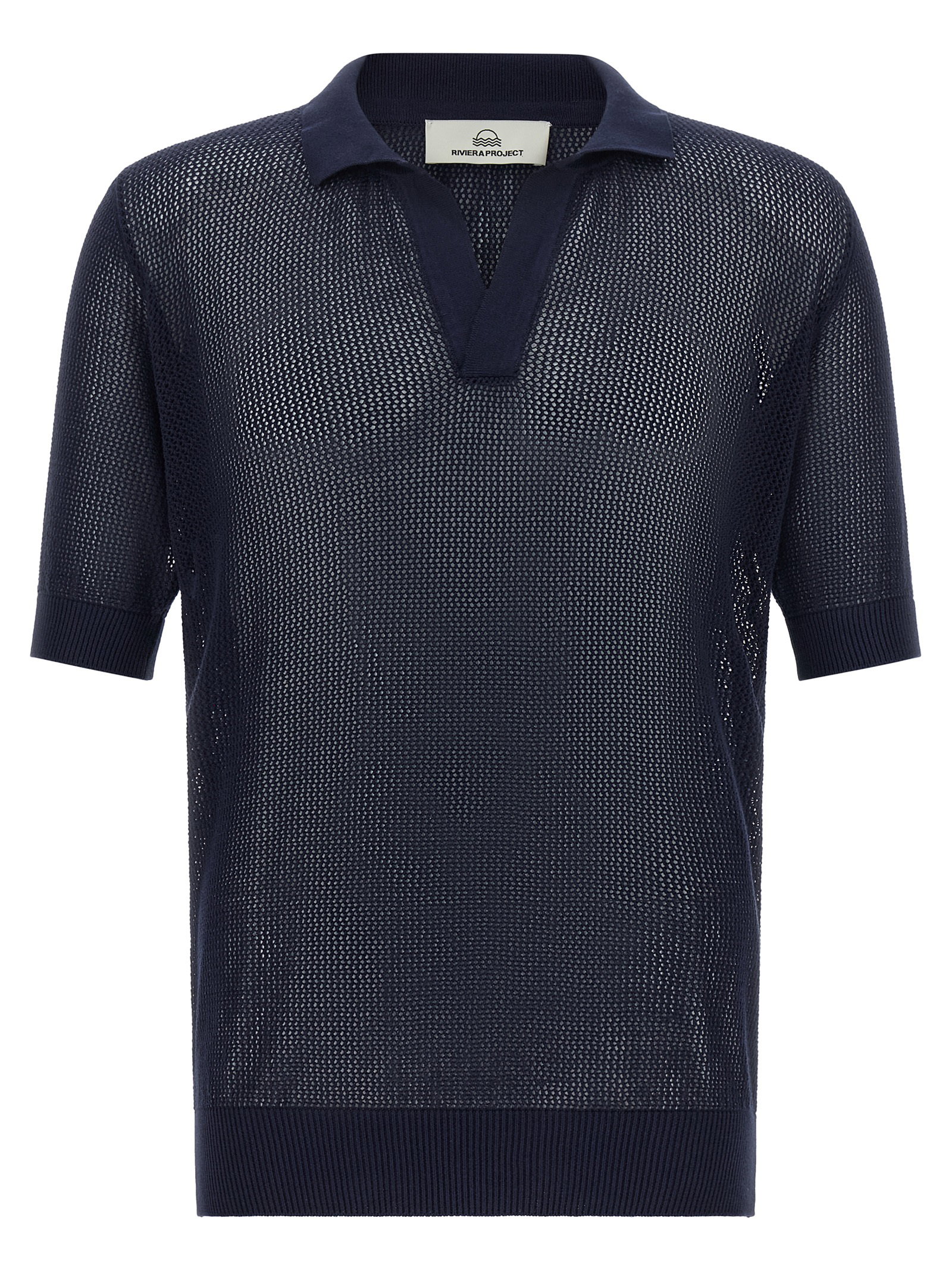 Riviera Project Openwork Cotton Polo Shirt