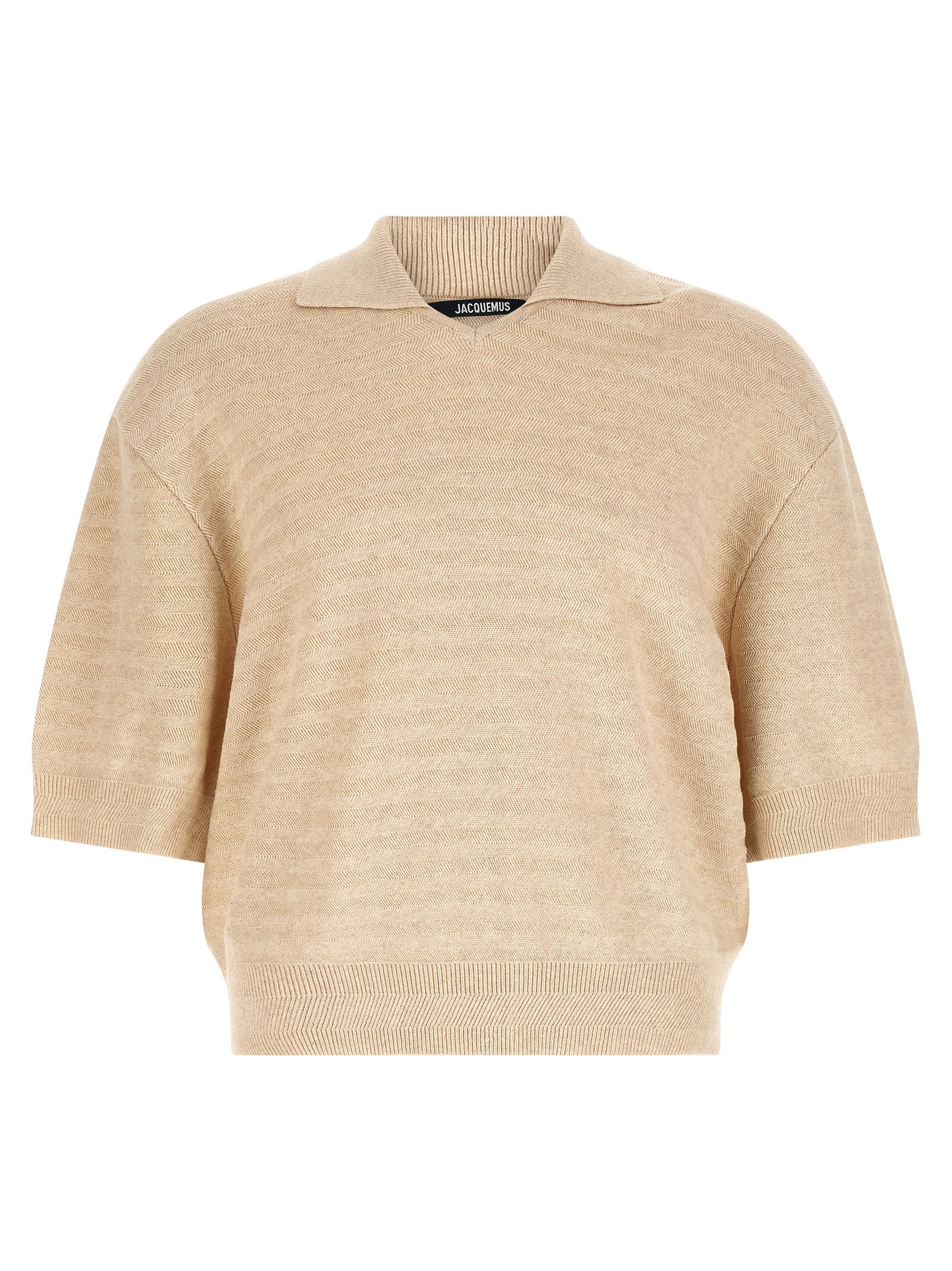 Jacquemus Men's Le Polo Maille Chevron Polo Shirt