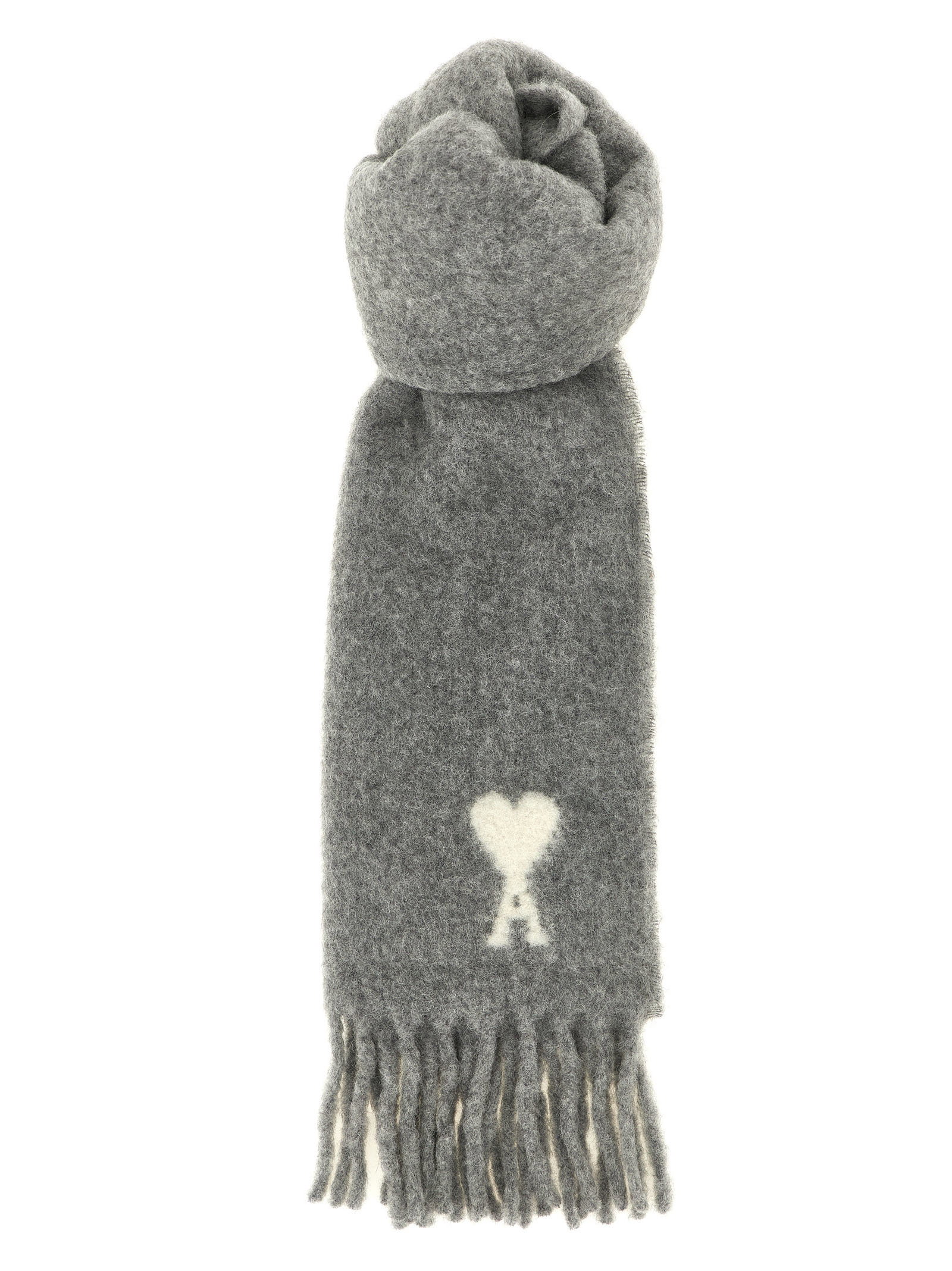 Ami Paris Adc Logo Scarf And Fringes