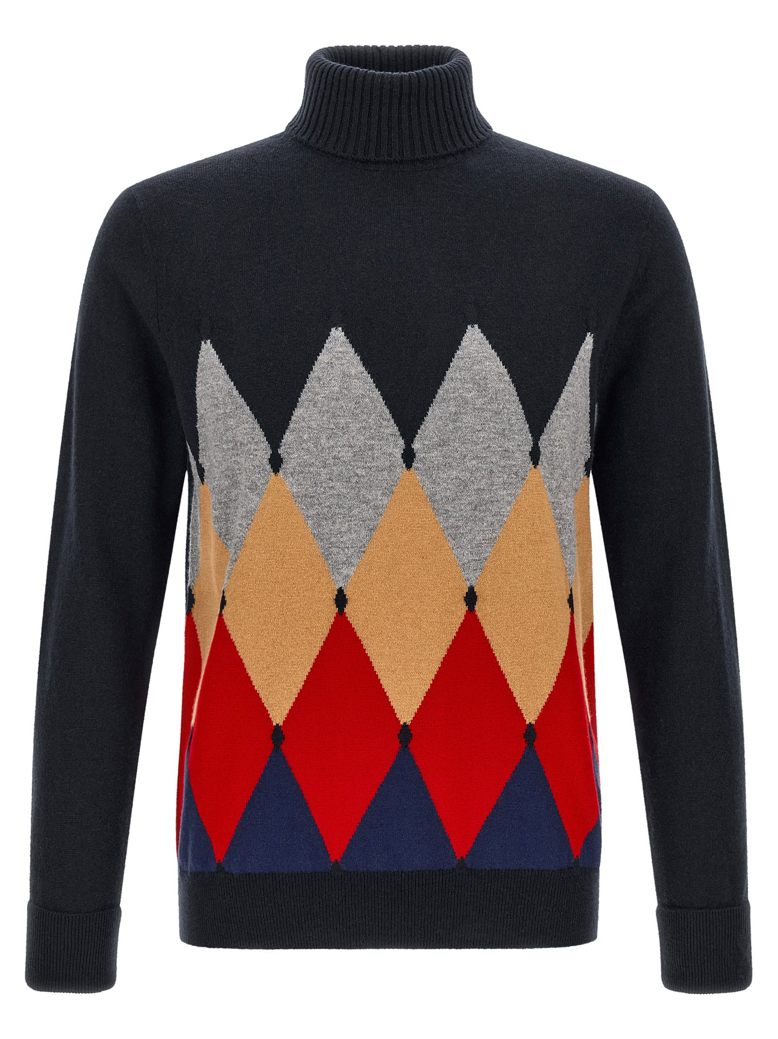 Ballantyne Classic Diamond Intarsia Turtleneck Sweater