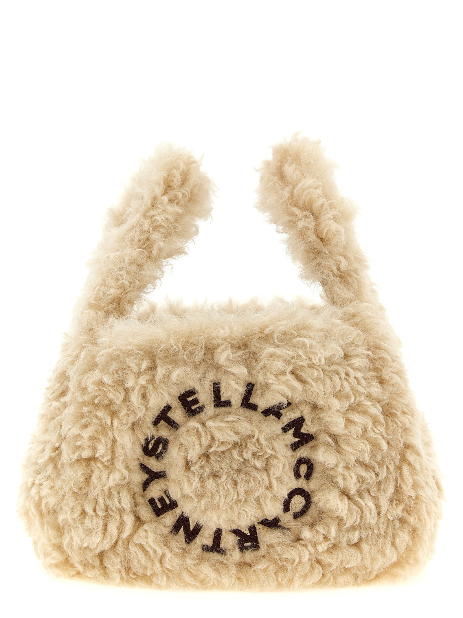 Stella Mccartney Shearling Logo Shoulder Bag