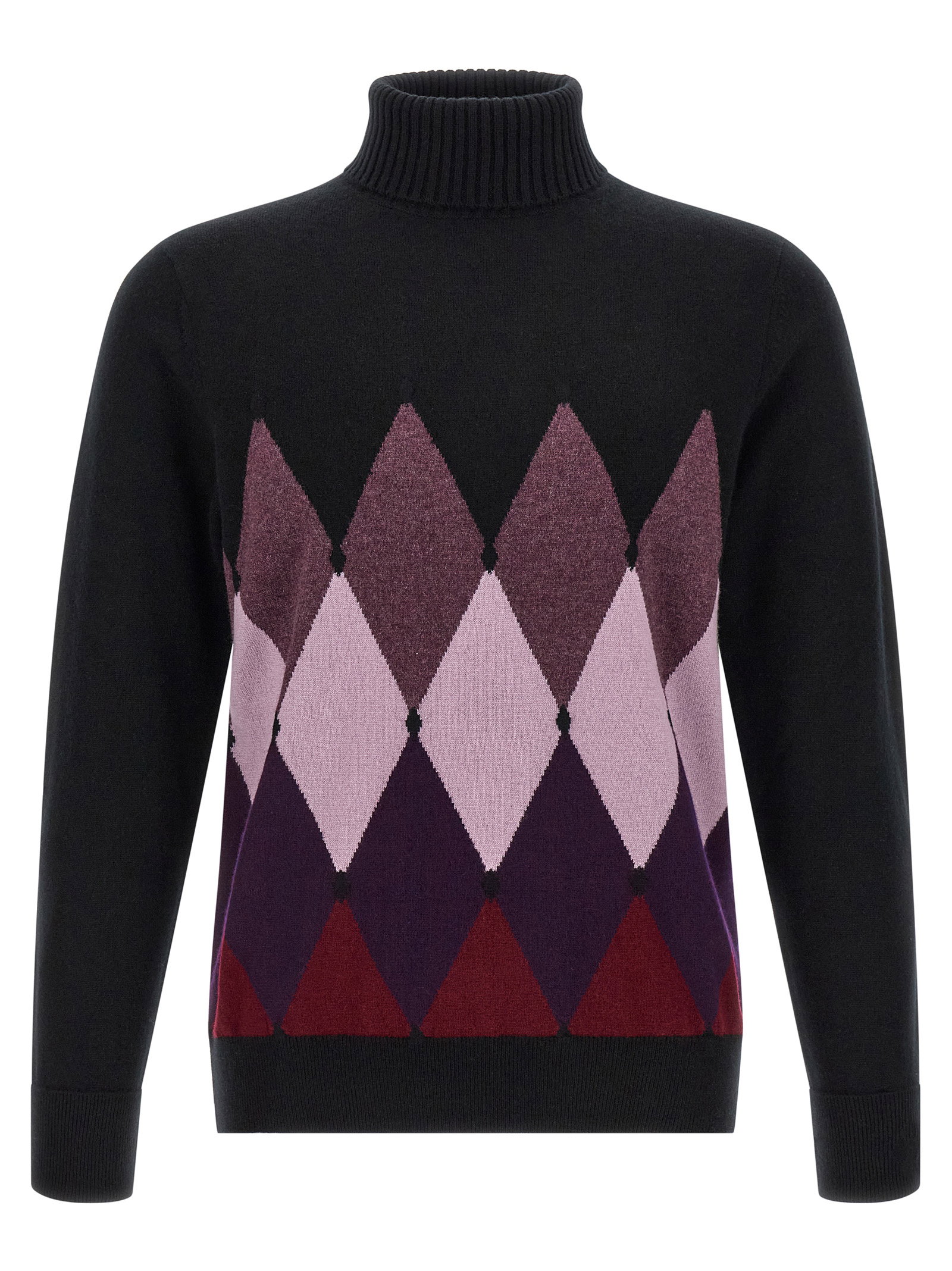 Ballantyne Classic Diamond Intarsia Turtleneck Sweater
