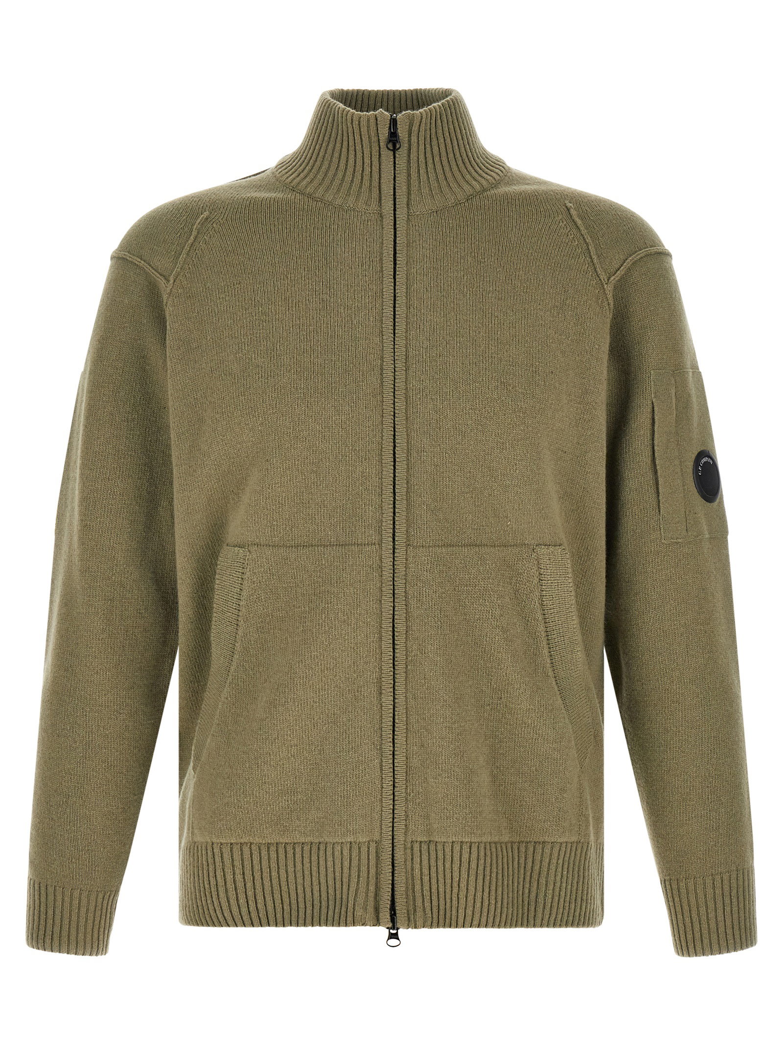 C.p. Company Lambswool Grs Cardigan With Lens Detail
