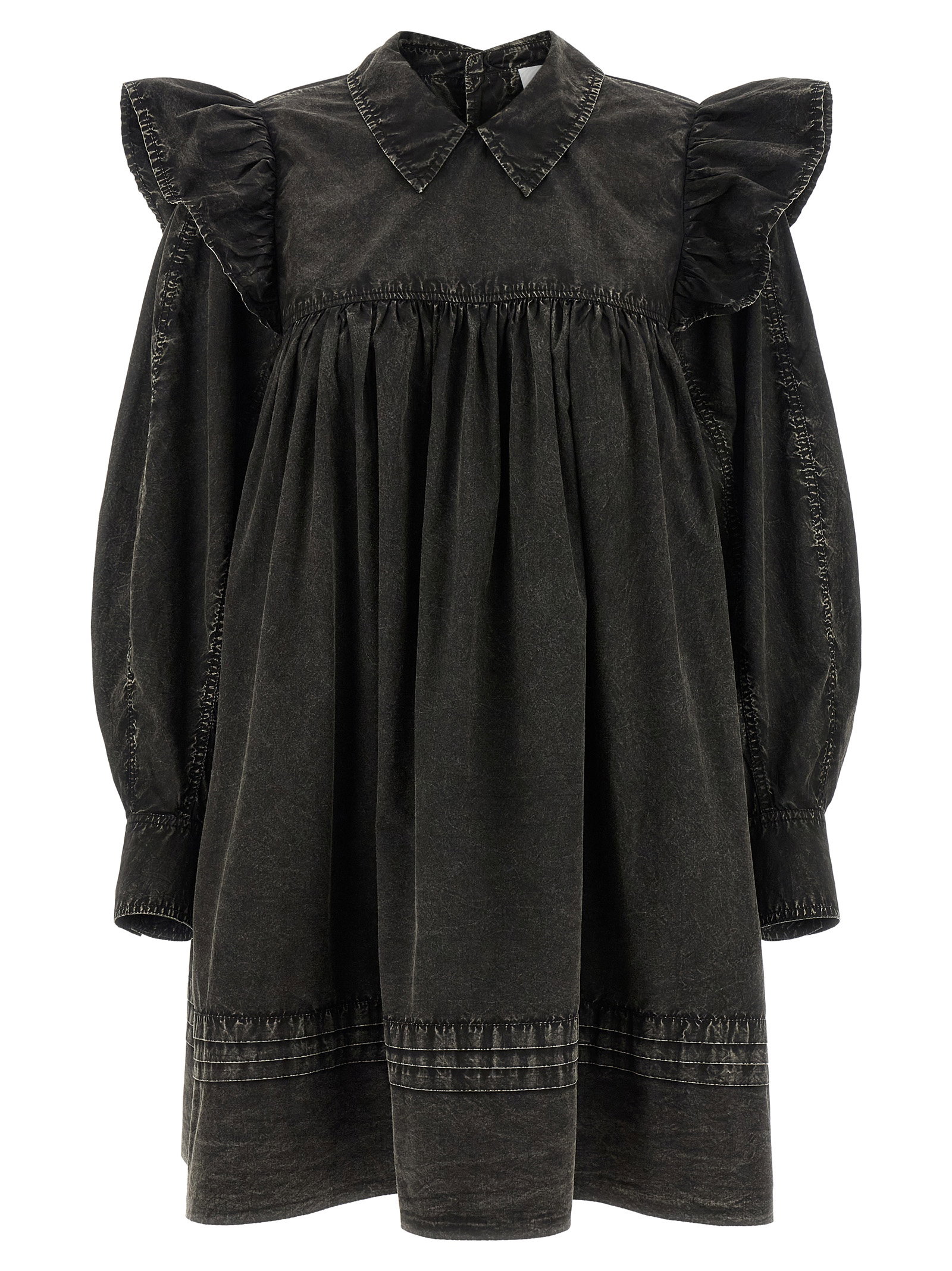 Ganni Black Washed Mini Shirt Dress