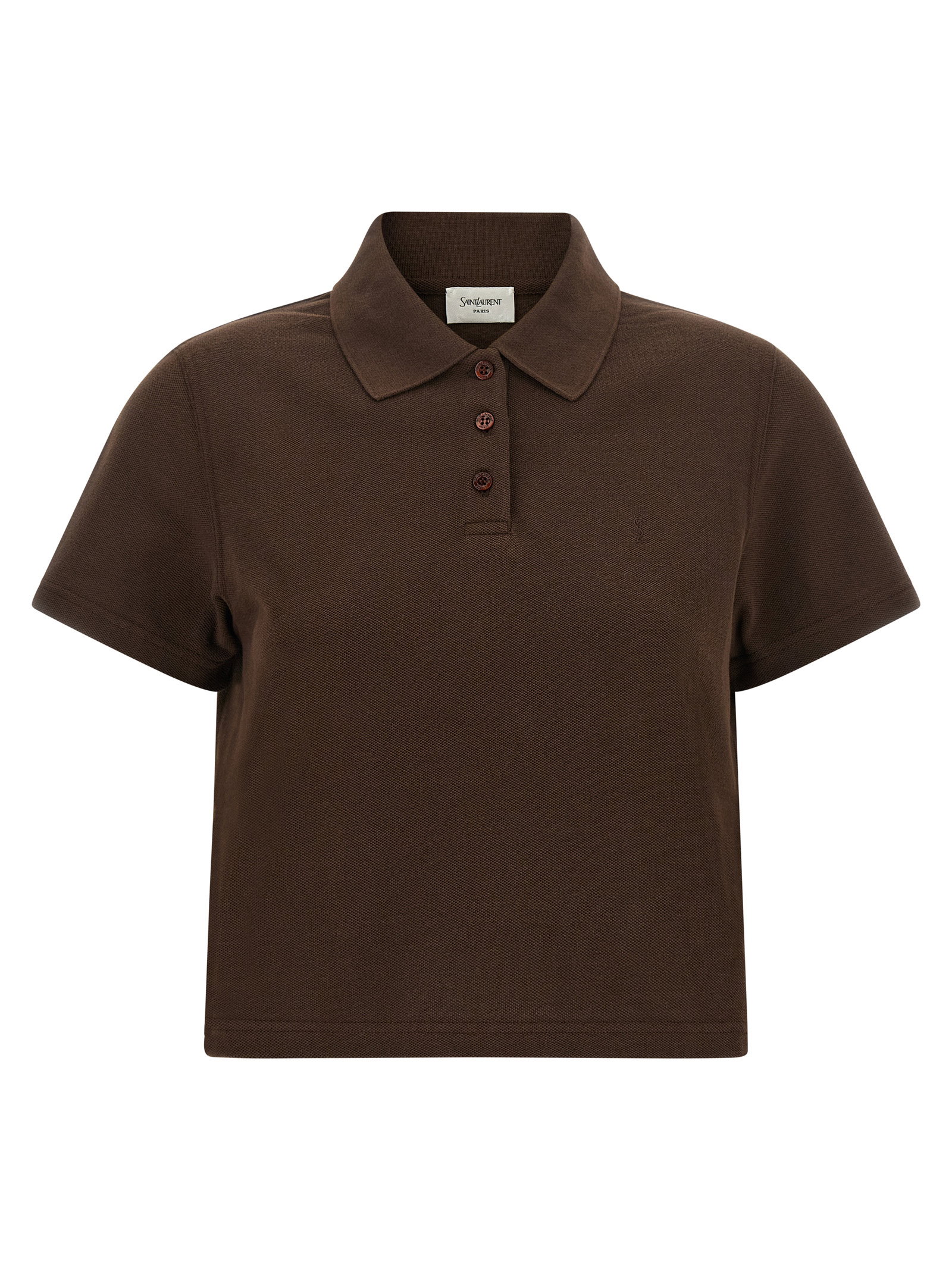 Saint Laurent Cassandre Crop Polo Shirt