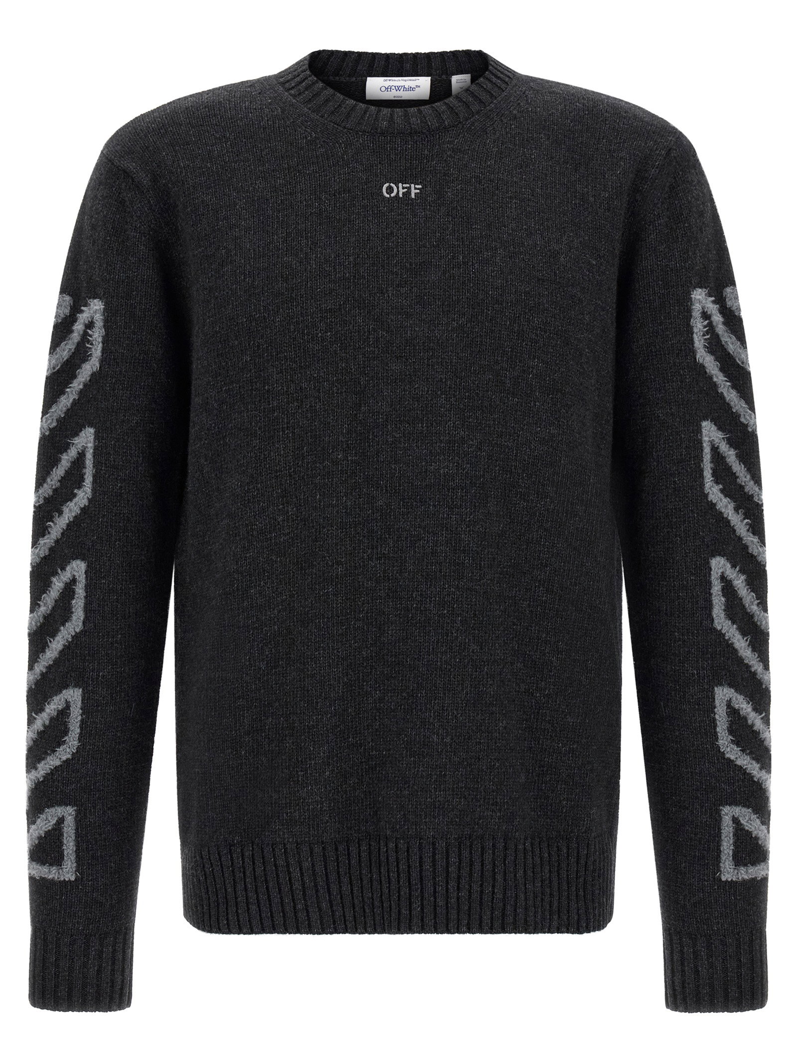 Off White Diag Arrow Fuzzy Sweater With Intarsia