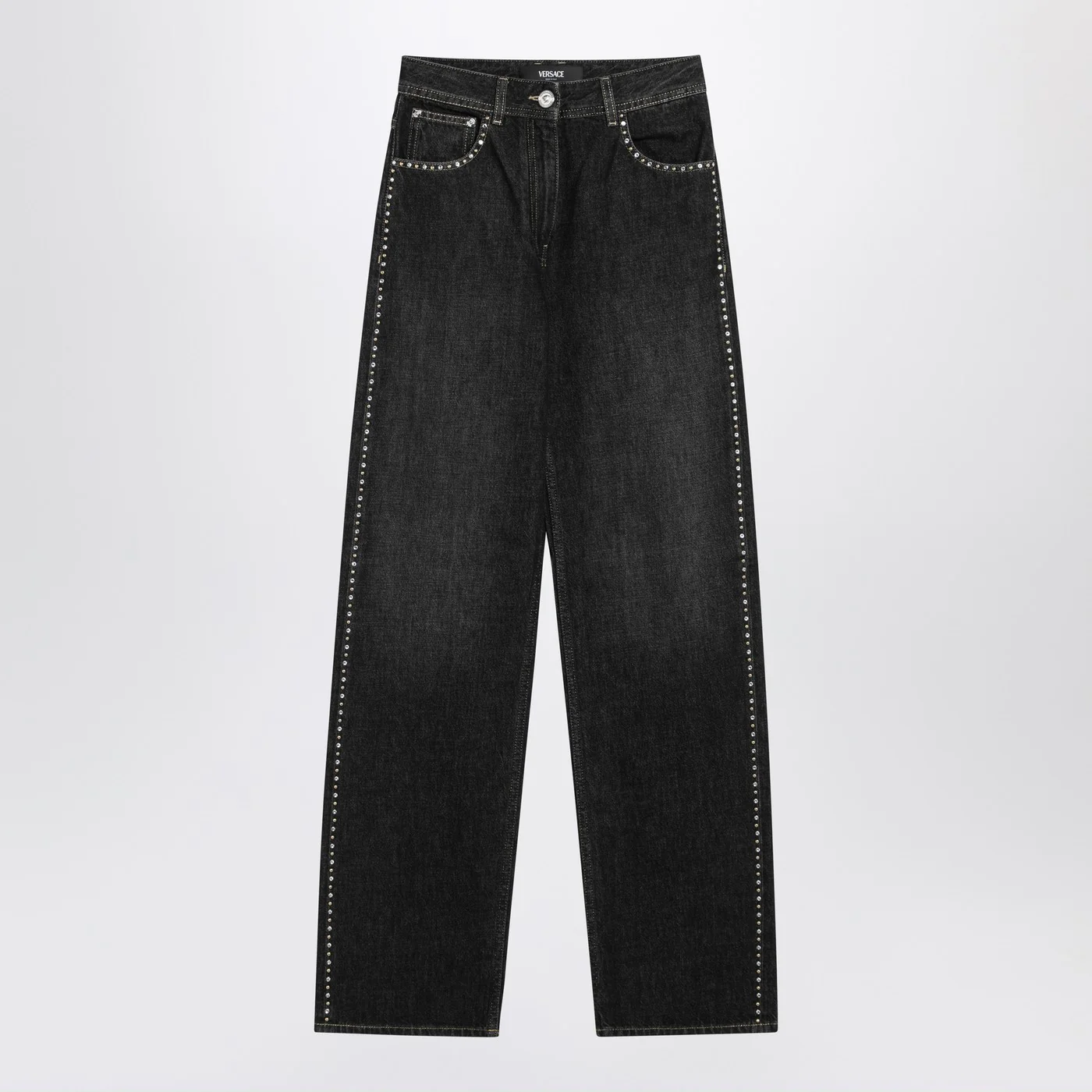 Versace Black jeans with studs and crystals