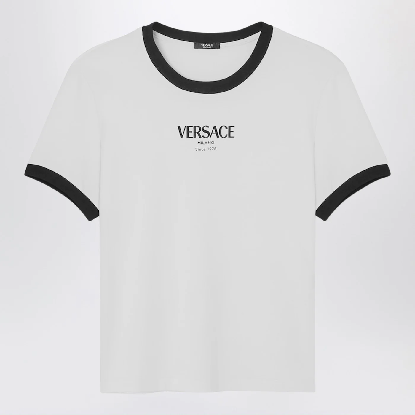 Versace White/black stretch viscose jersey T-shirt