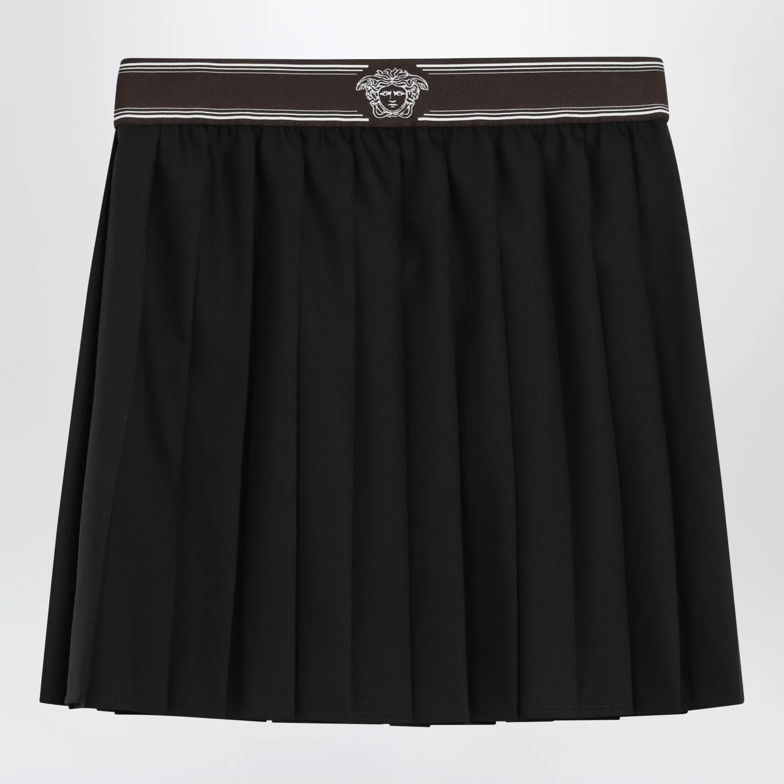 Versace Black Wool and Mohair Pleated Mini Skirt