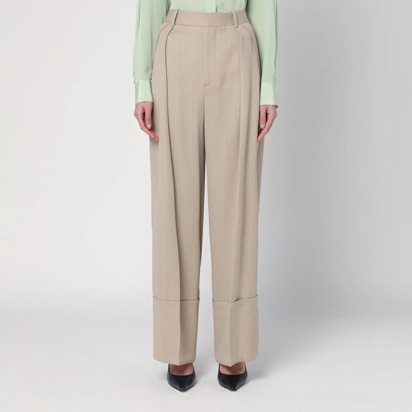 Victoria Beckham Wide mandarin colour pants in wool