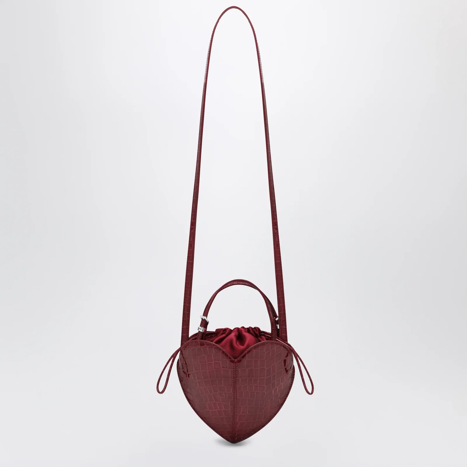 ROTATE Burgundy Heart Bag Croco in leather