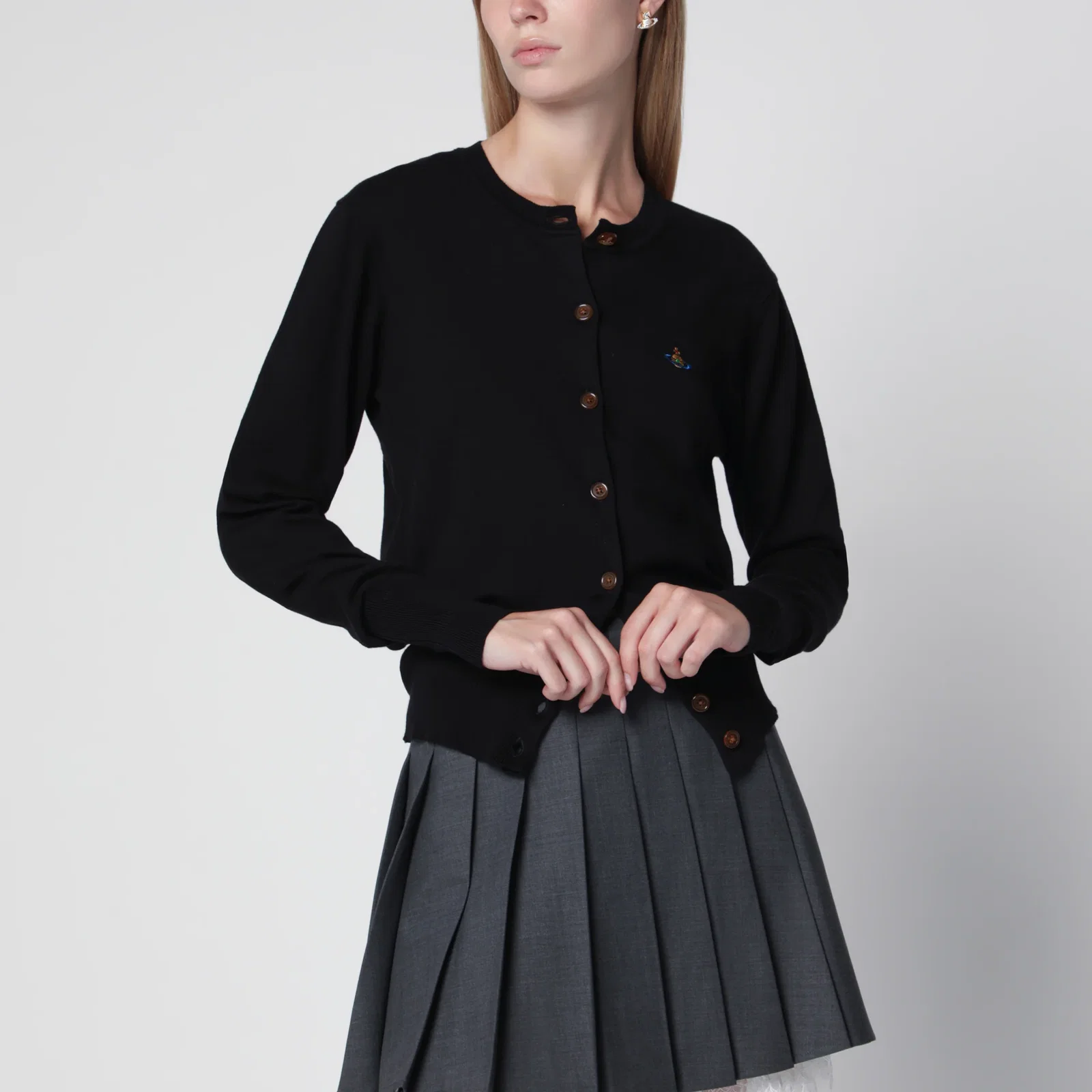 Vivienne Westwood Bea cotton-cashmere cardigan with Orb embroidery, black