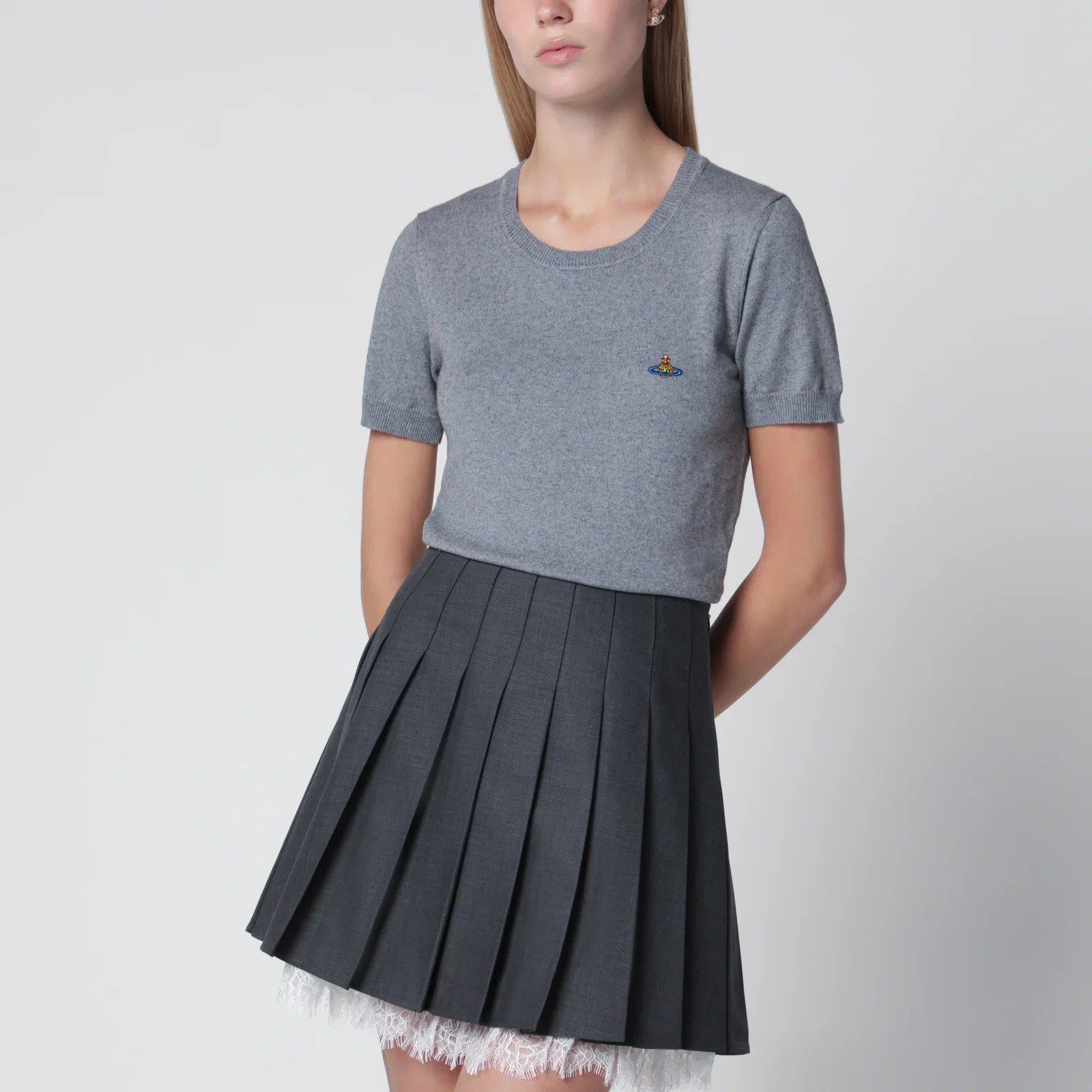 Vivienne Westwood Bea knit cotton-cashmere T-shirt in dark grey