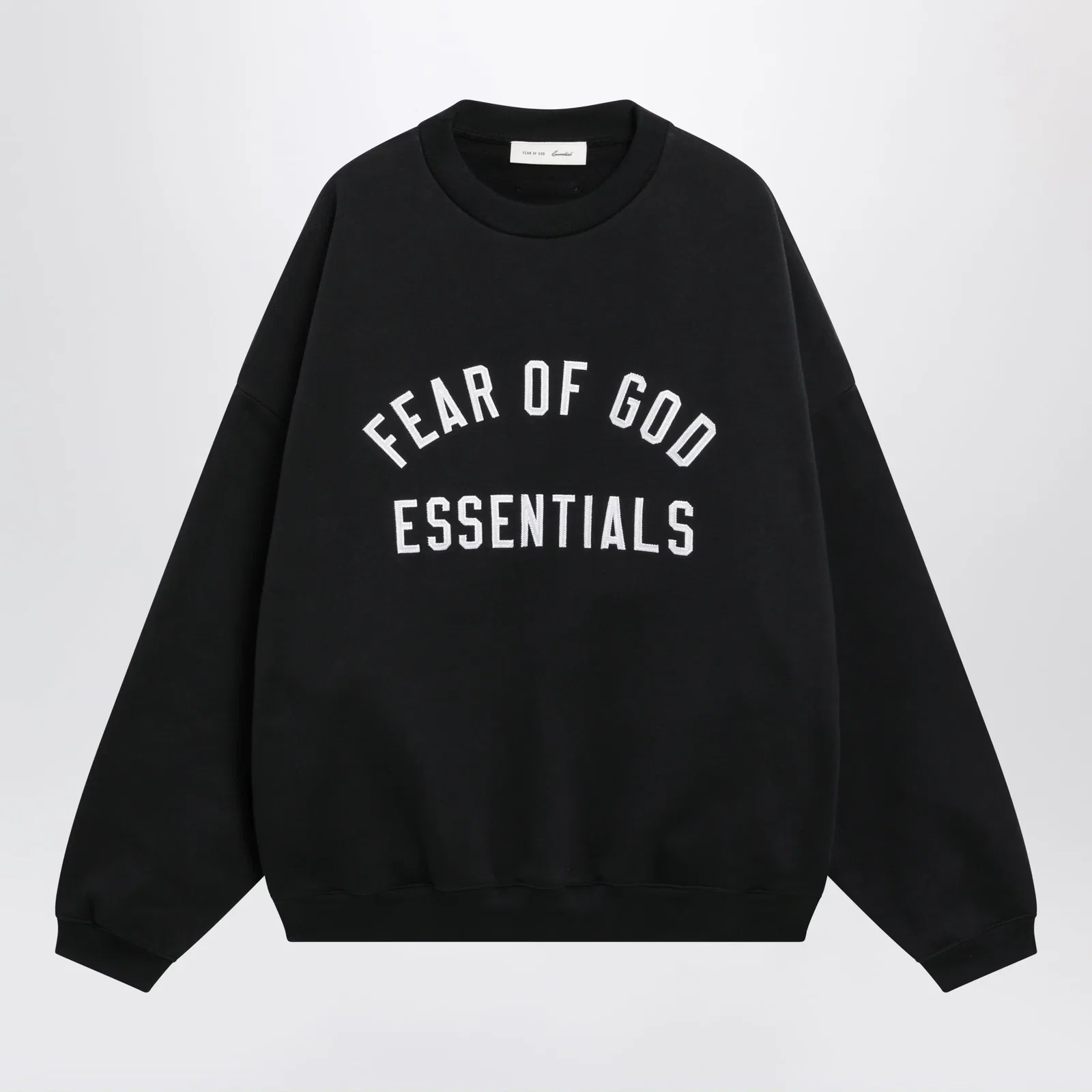 Fear of God Essentials Black cotton fleece sweatshirt with logo embroidery
