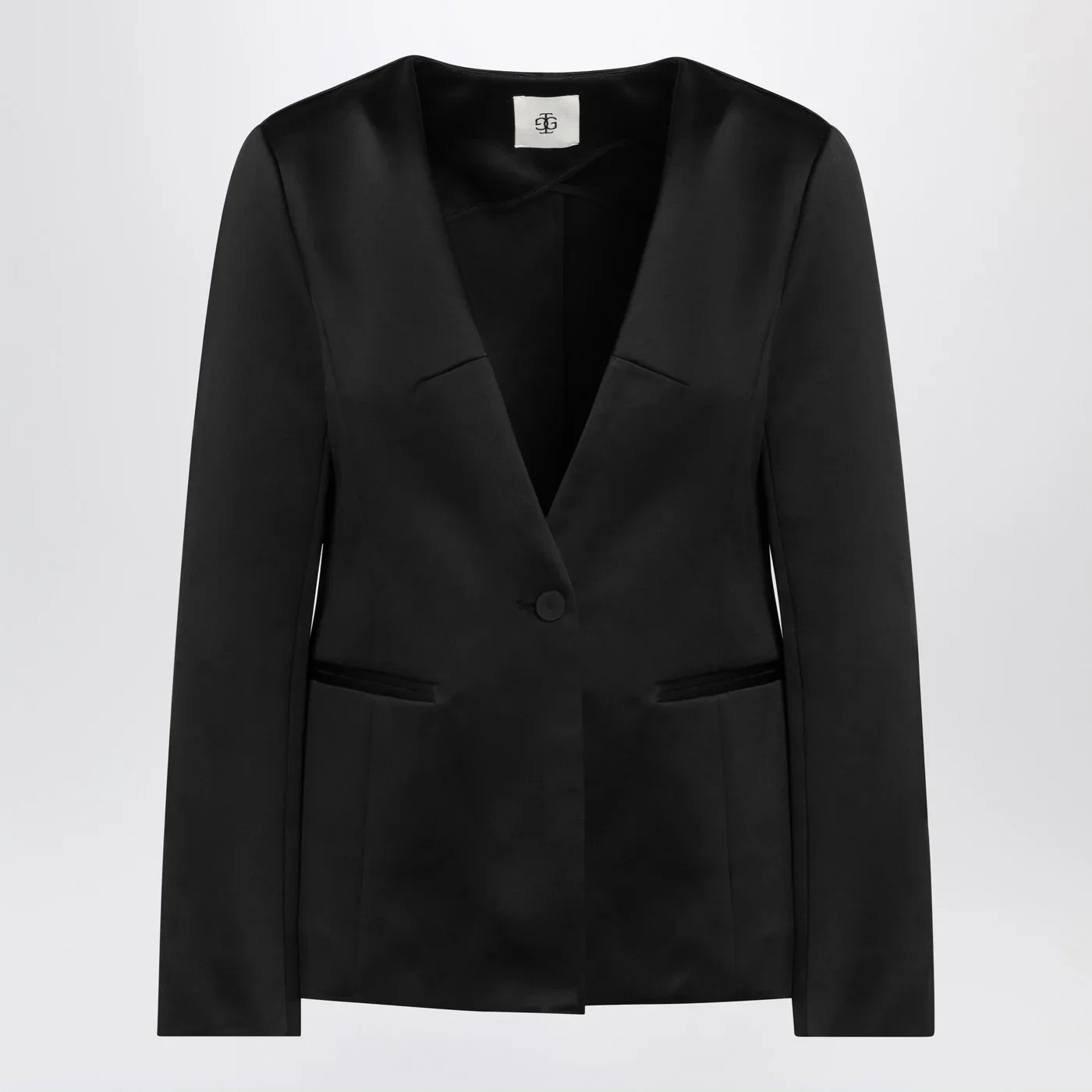 the garment Black single breasted cotton blend jacket