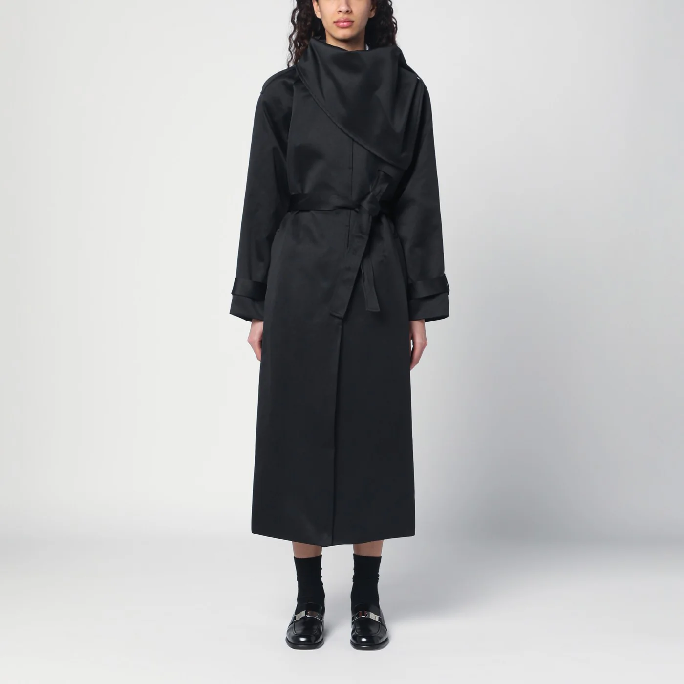 the garment Black cotton-blend Kelly trench coat