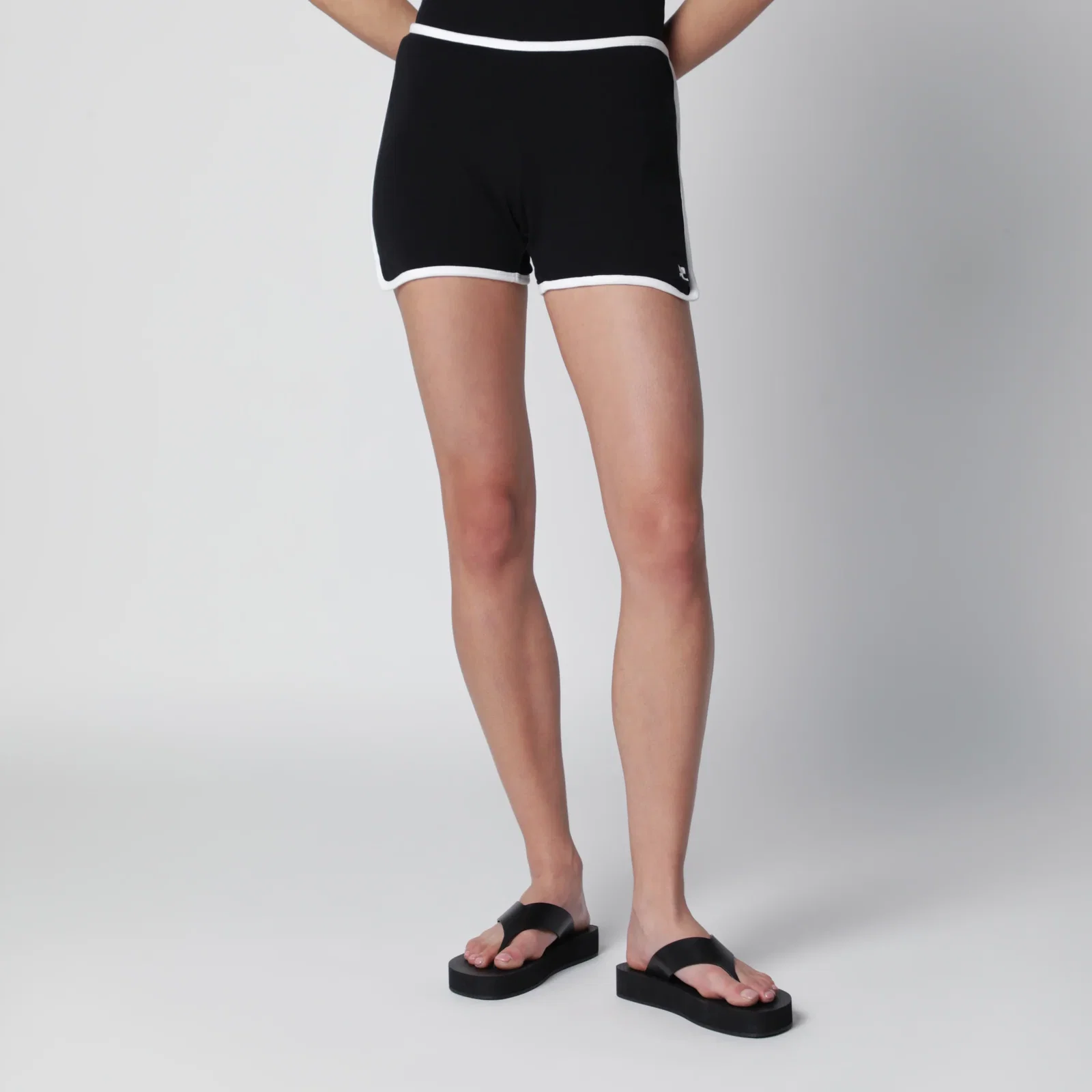 Courrèges Contrast mini jersey shorts in black cotton