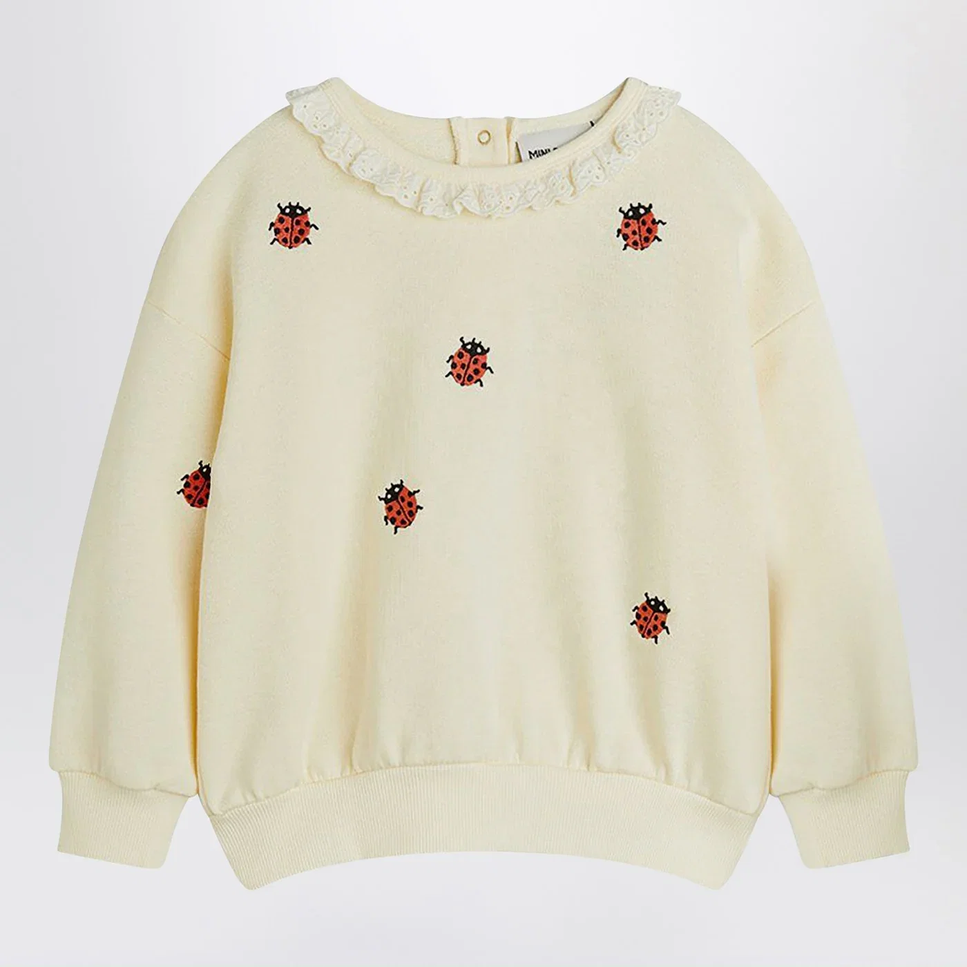Mini Rodini Ivory sweatshirt with embroidered ladybugs