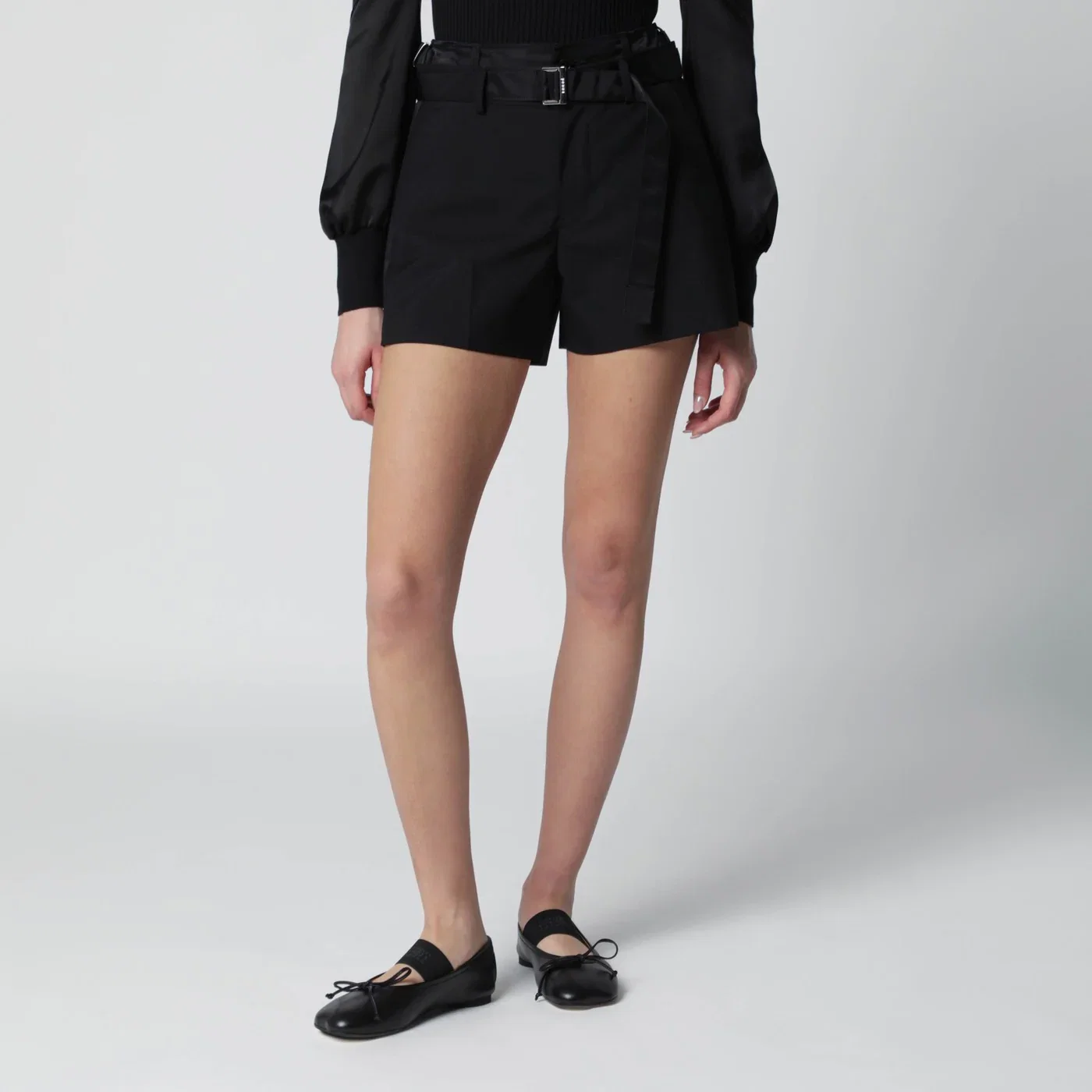 Sacai Black wool-blend Shorts