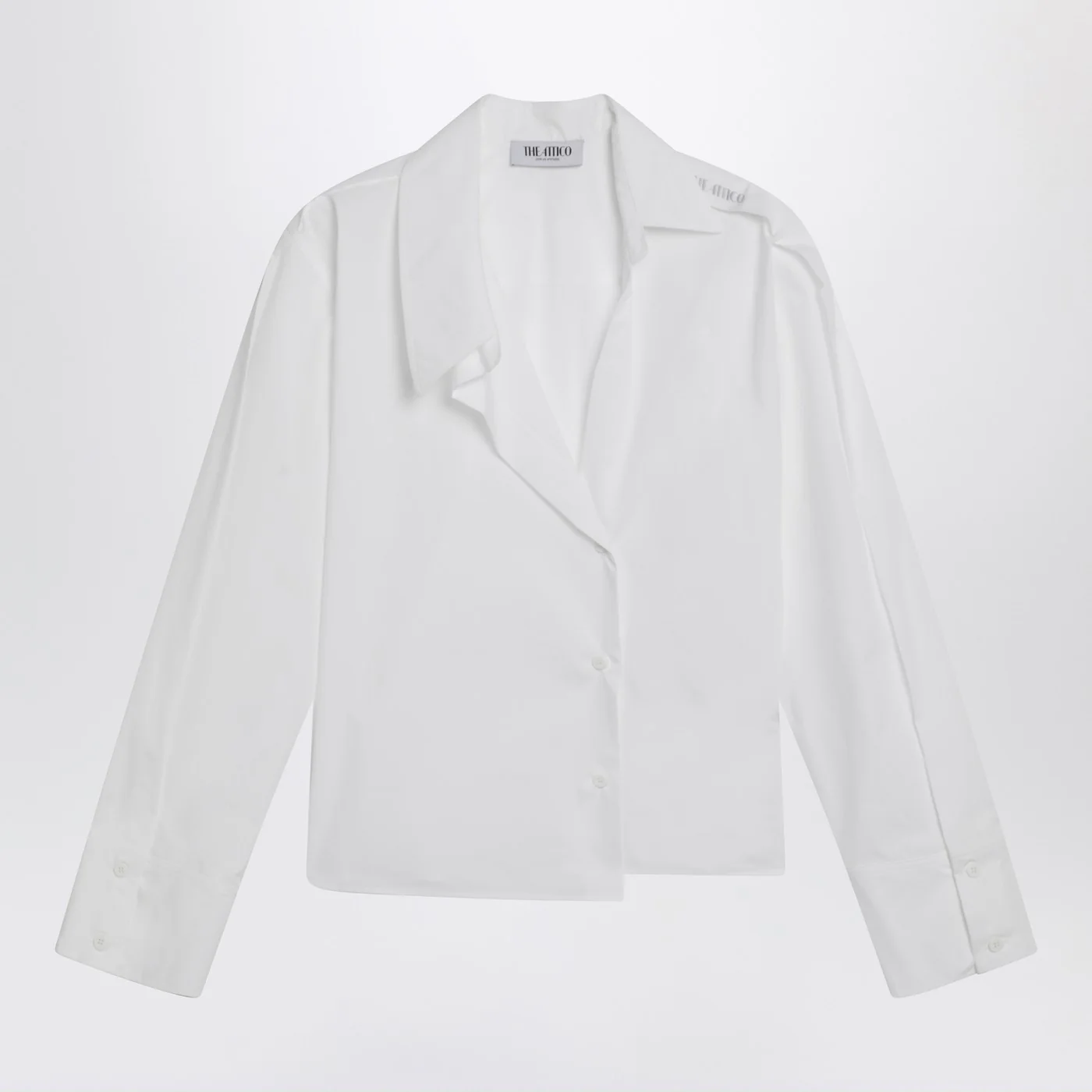 The Attico White asymmetric cotton shirt