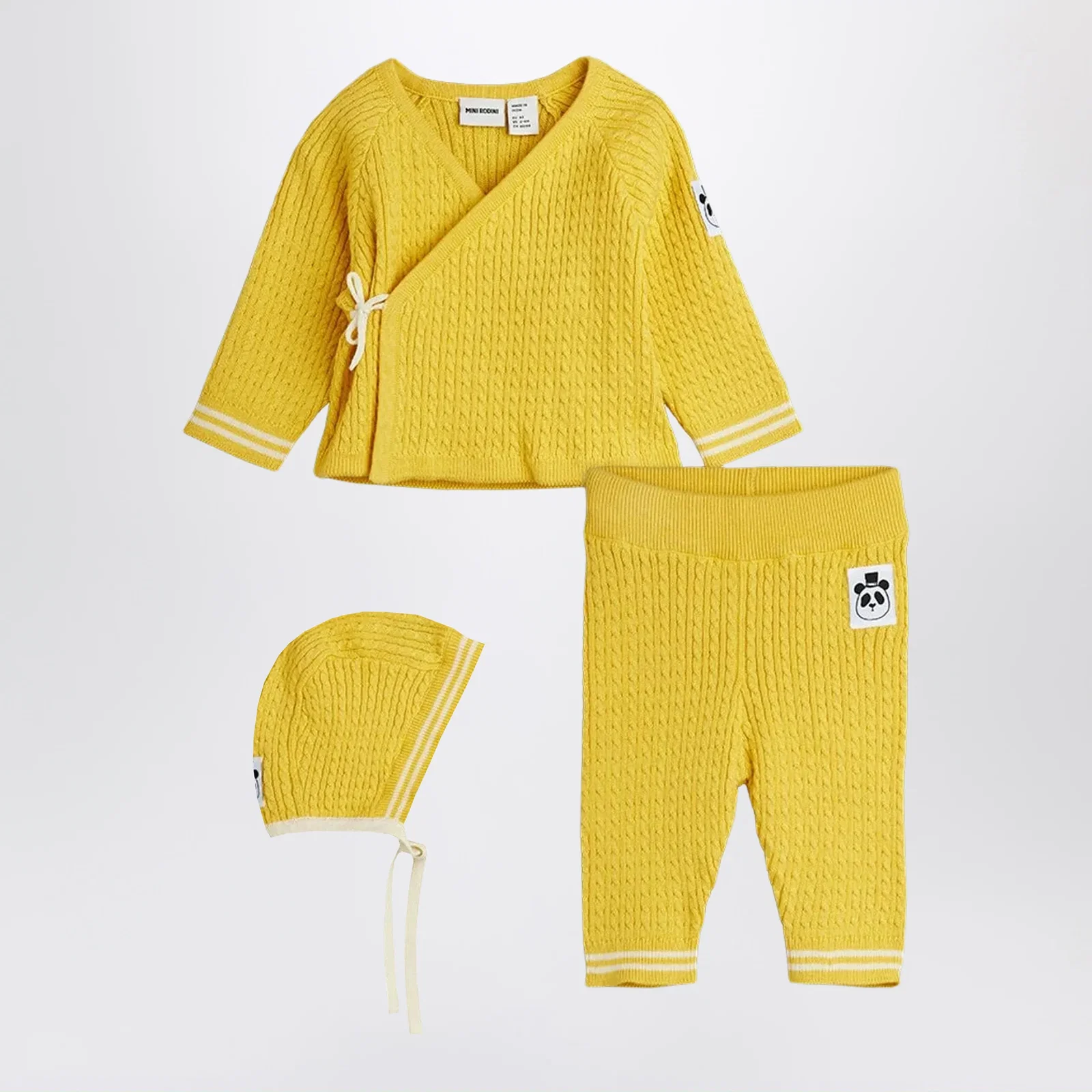 Mini Rodini Yellow cable-knit set