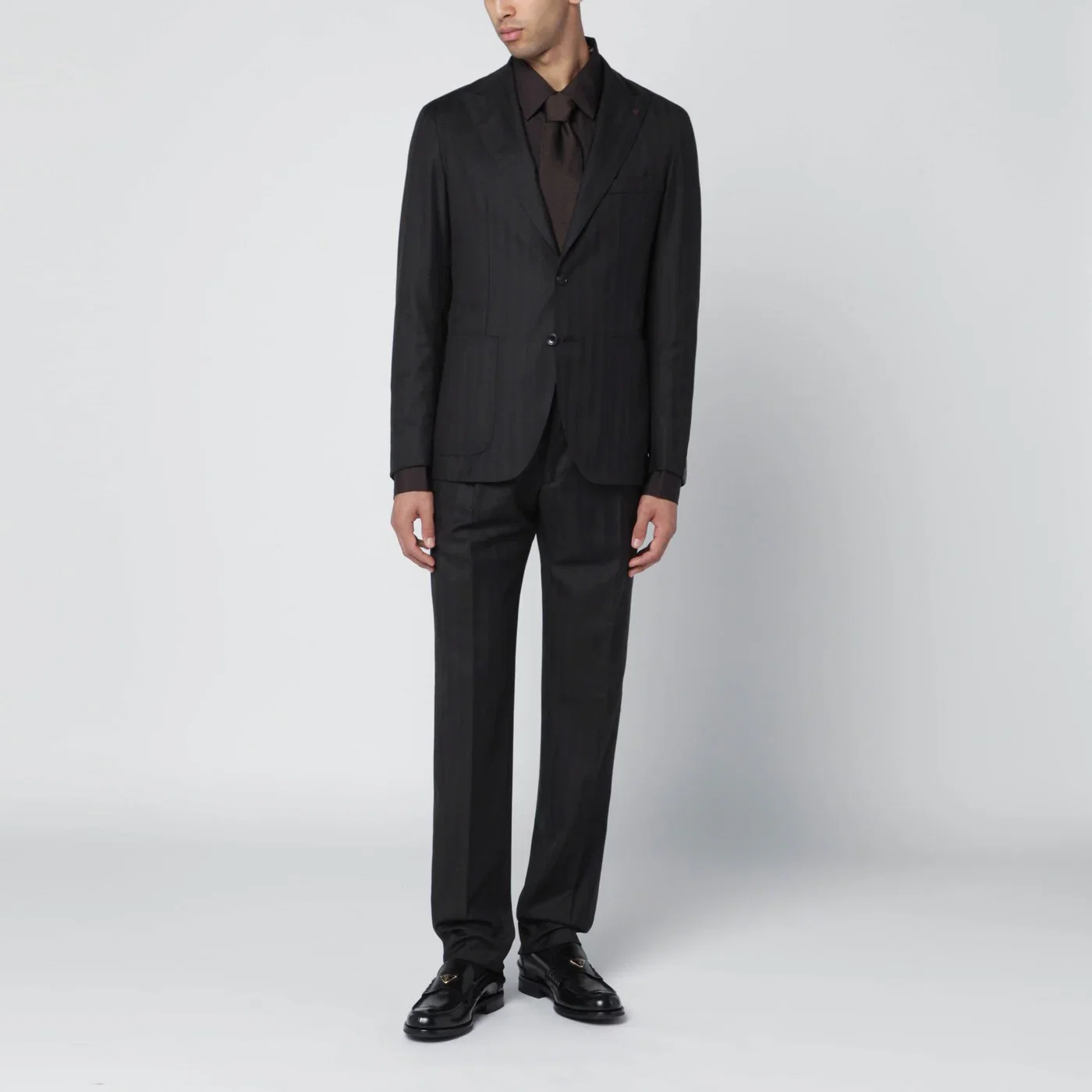 Tagliatore Brown striped single-breasted wool suit