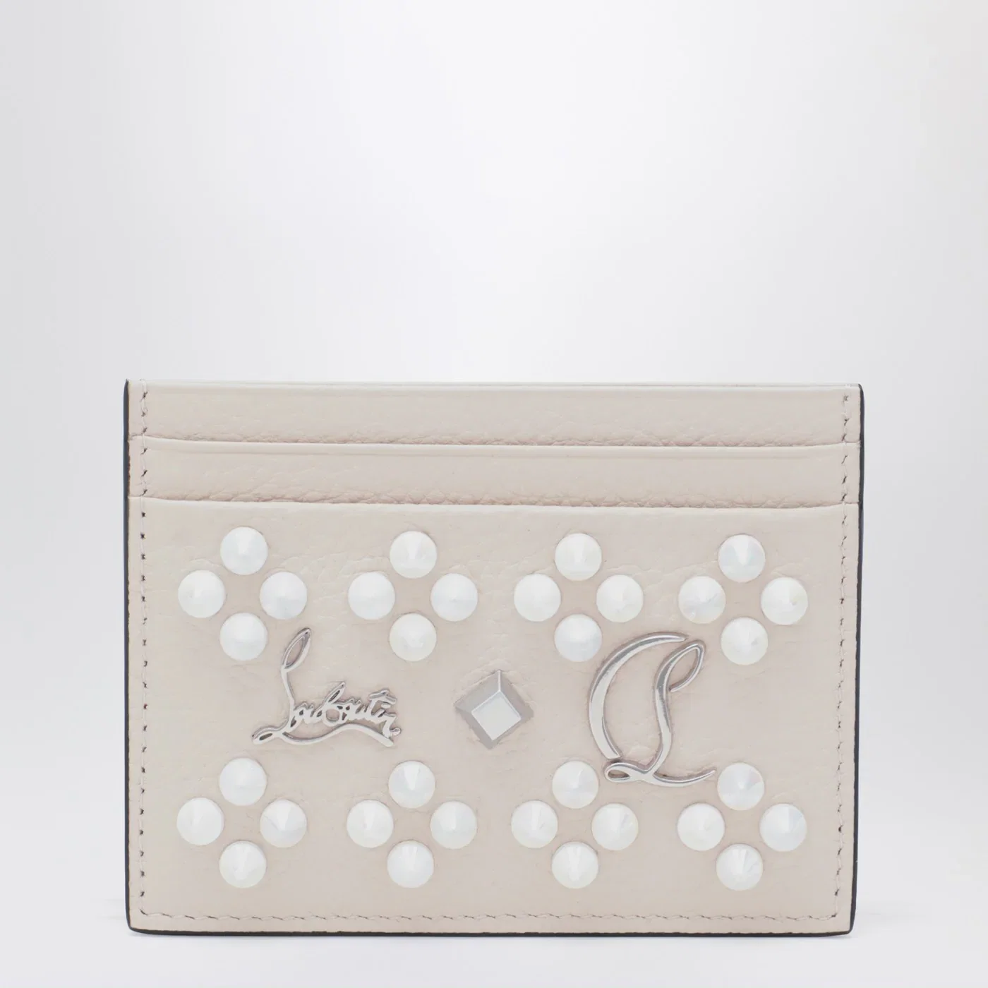 Christian Louboutin Kios card holder in grained calfskin and spikes